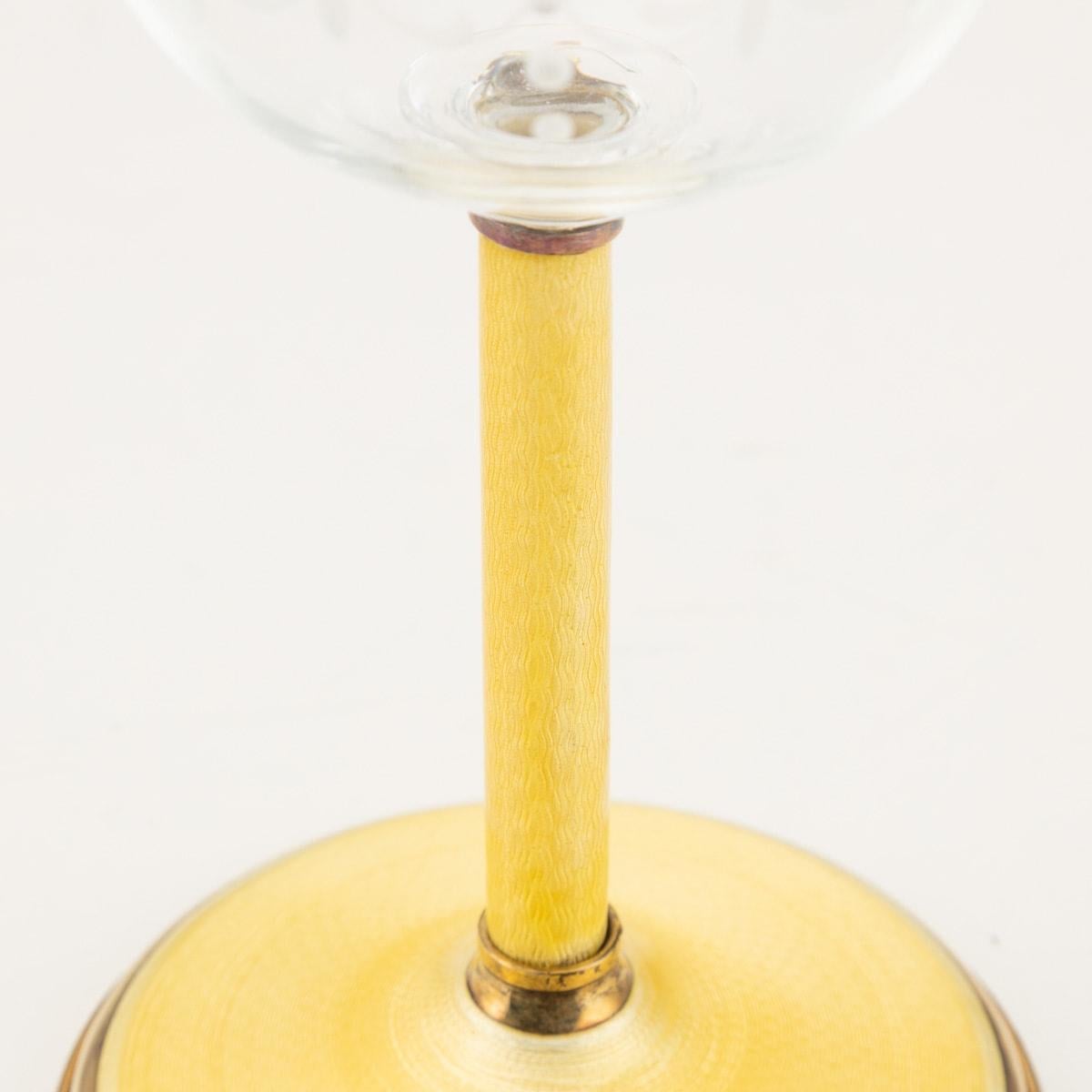 20th Century Silver Gilt, Enamel & Glass 6 Wine Goblets, Asprey, C.1970 15