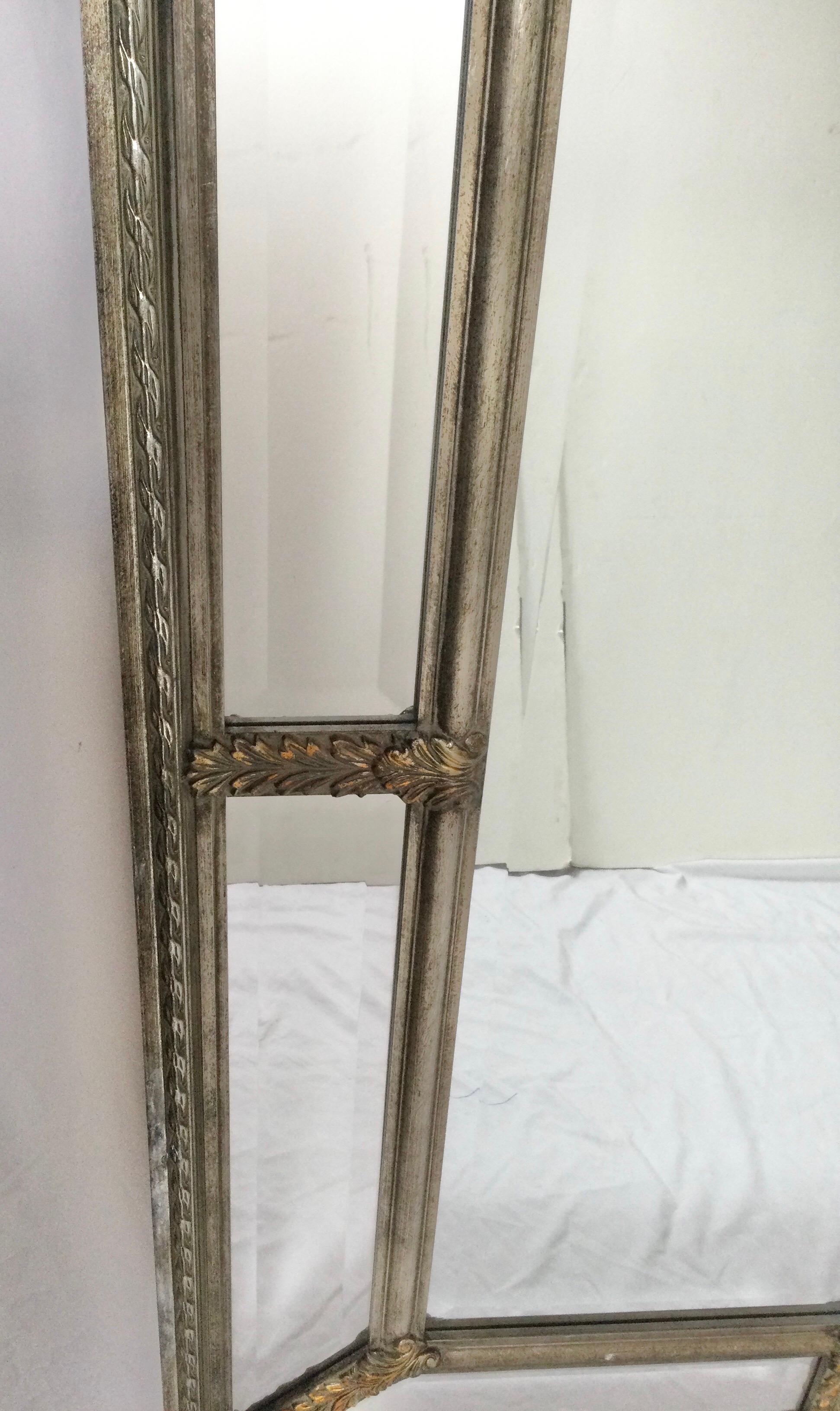 American 20th Century Silver Gilt Venetian Style Beveled Mirror with Gilt Gold Accents