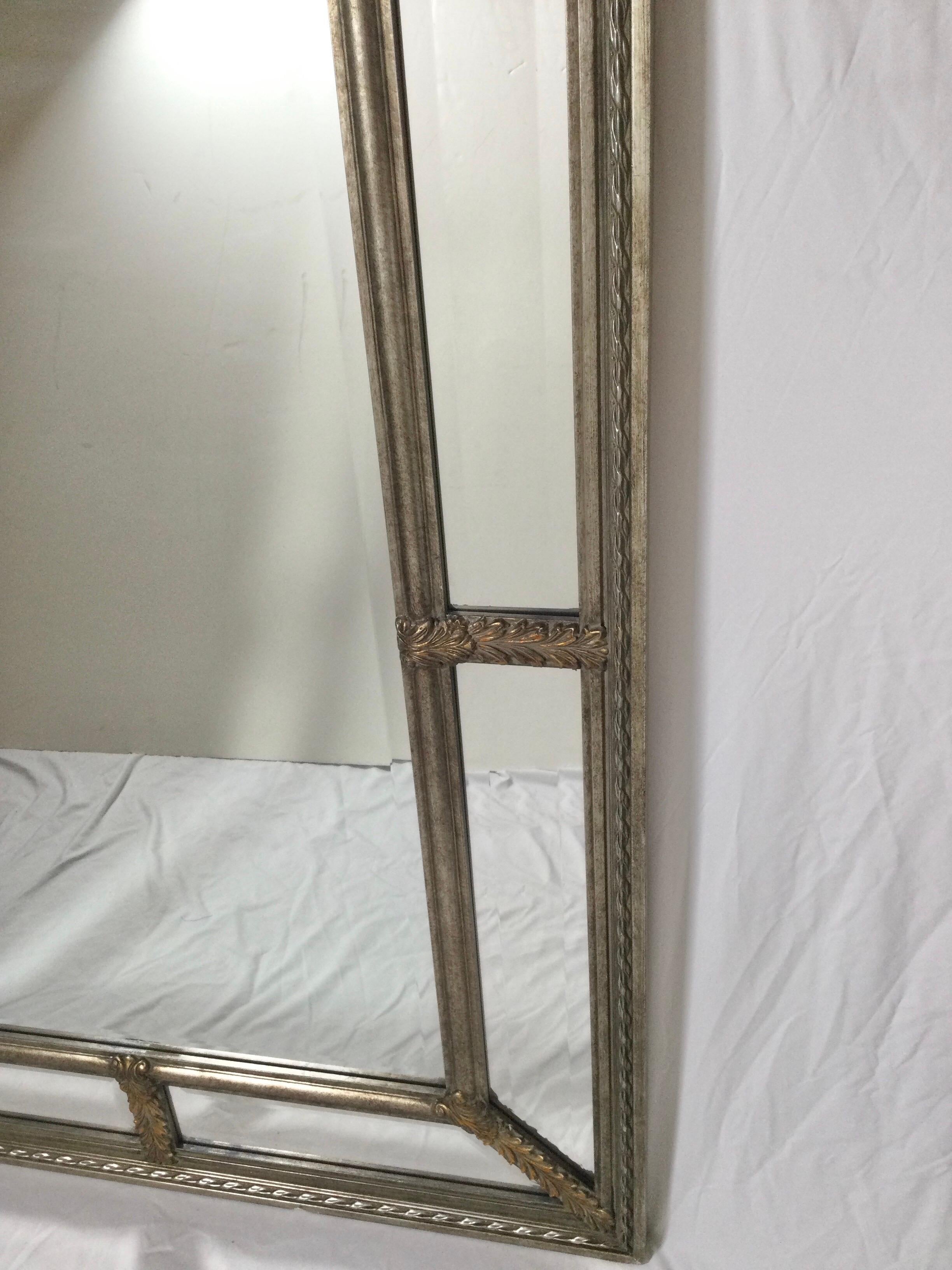20th Century Silver Gilt Venetian Style Beveled Mirror with Gilt Gold Accents In Good Condition In Lambertville, NJ