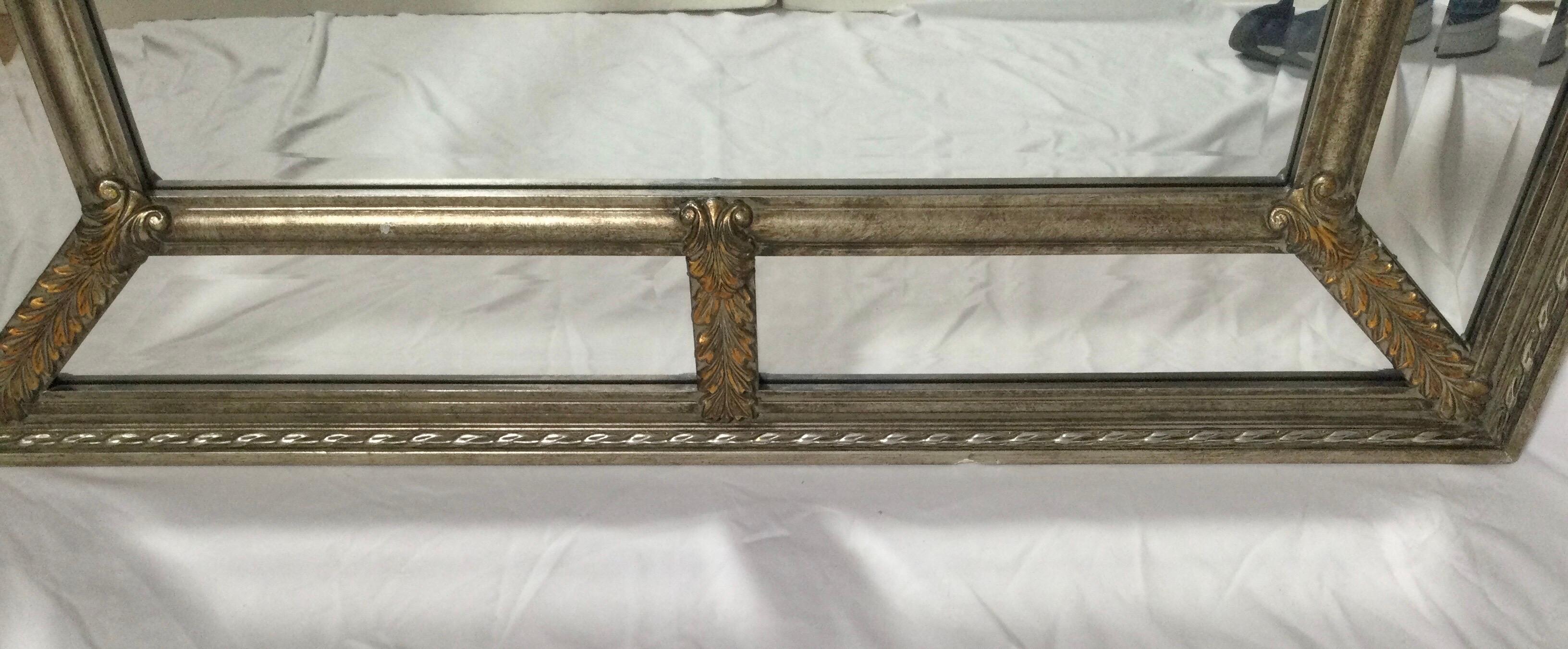 20th Century Silver Gilt Venetian Style Beveled Mirror with Gilt Gold Accents 2