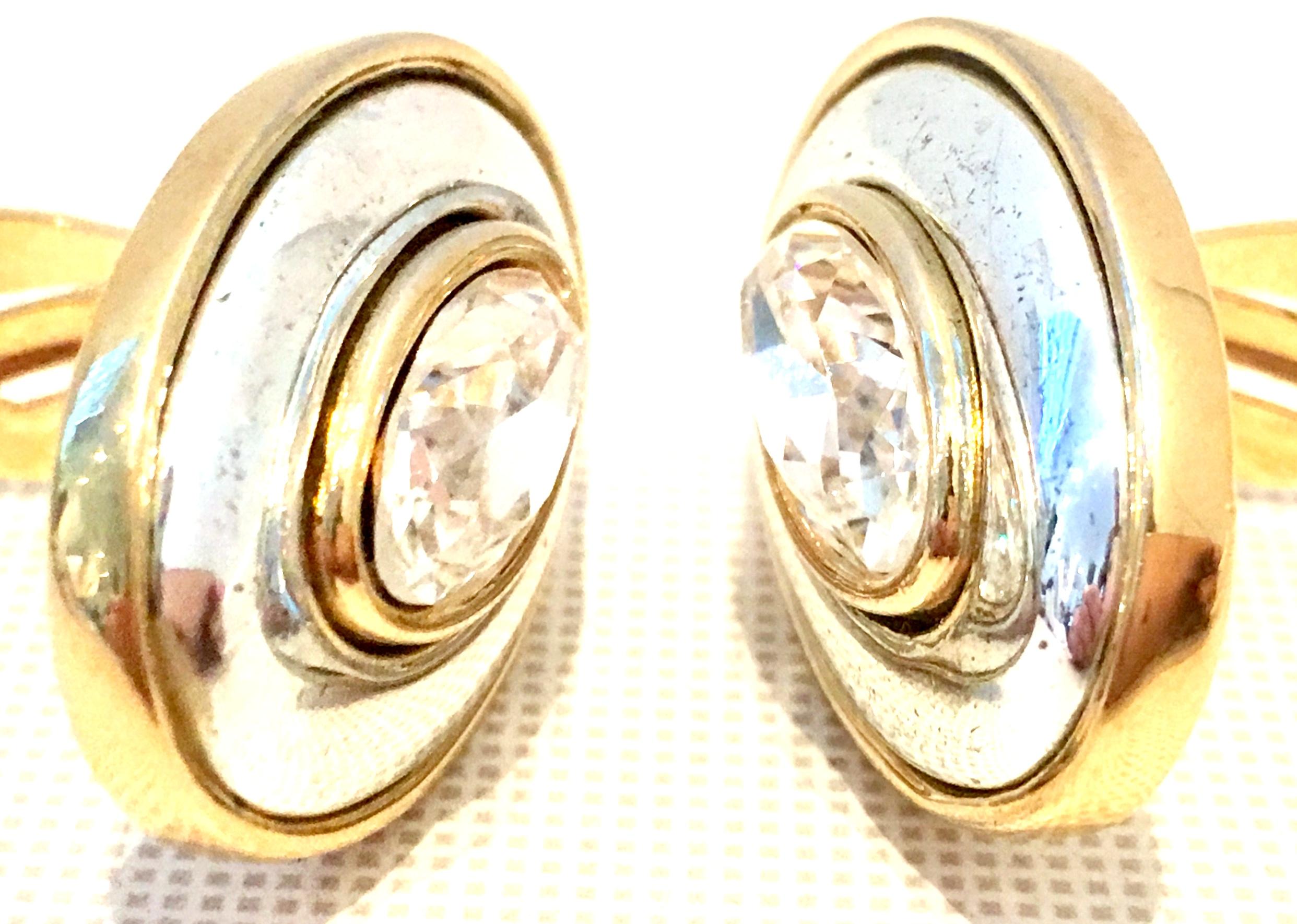 20th Century Silver & Gold Swarovski Crystal Earrings By, Givenchy 1