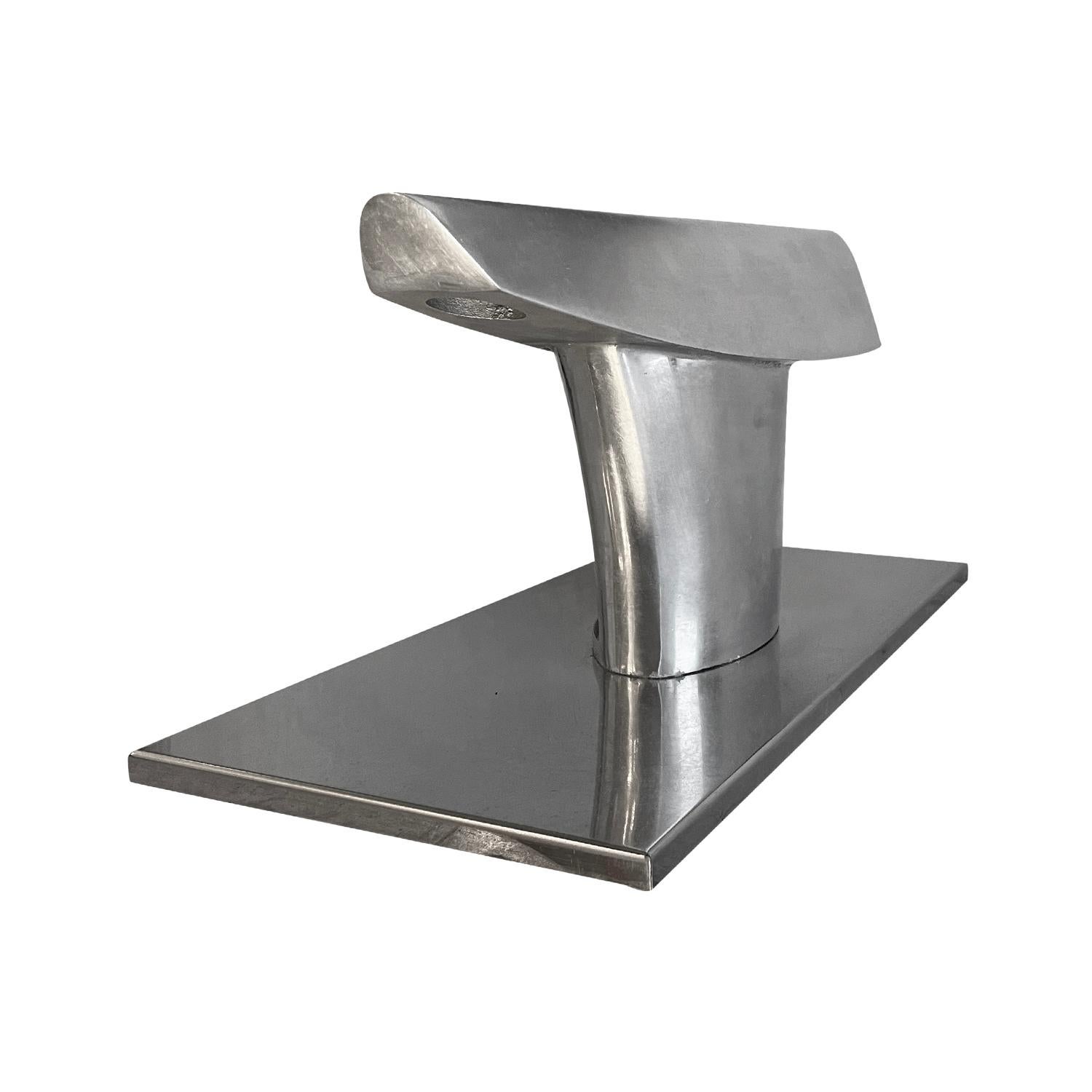 20th Century Silver Italian Metal Object D'art, Vintage Aluminum Table Decor For Sale 3