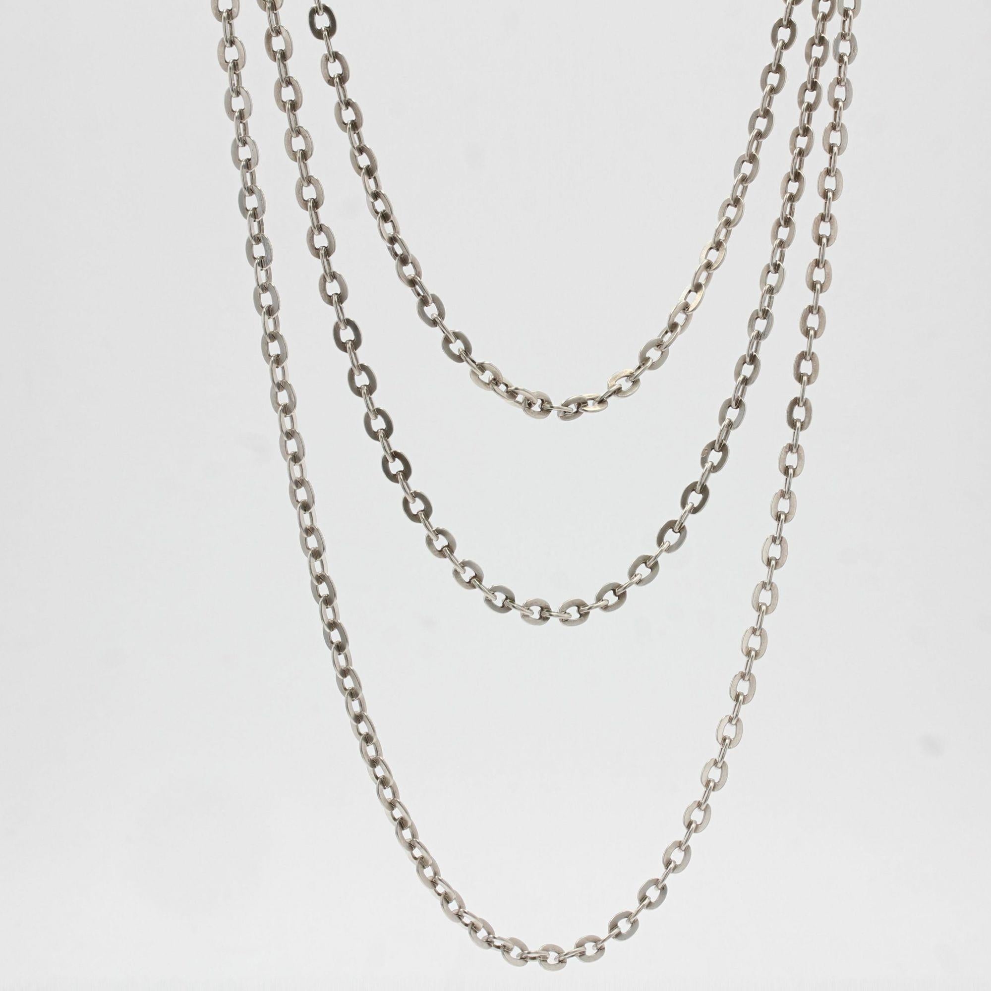 20th Century Silver Long Chain Necklace For Sale 2