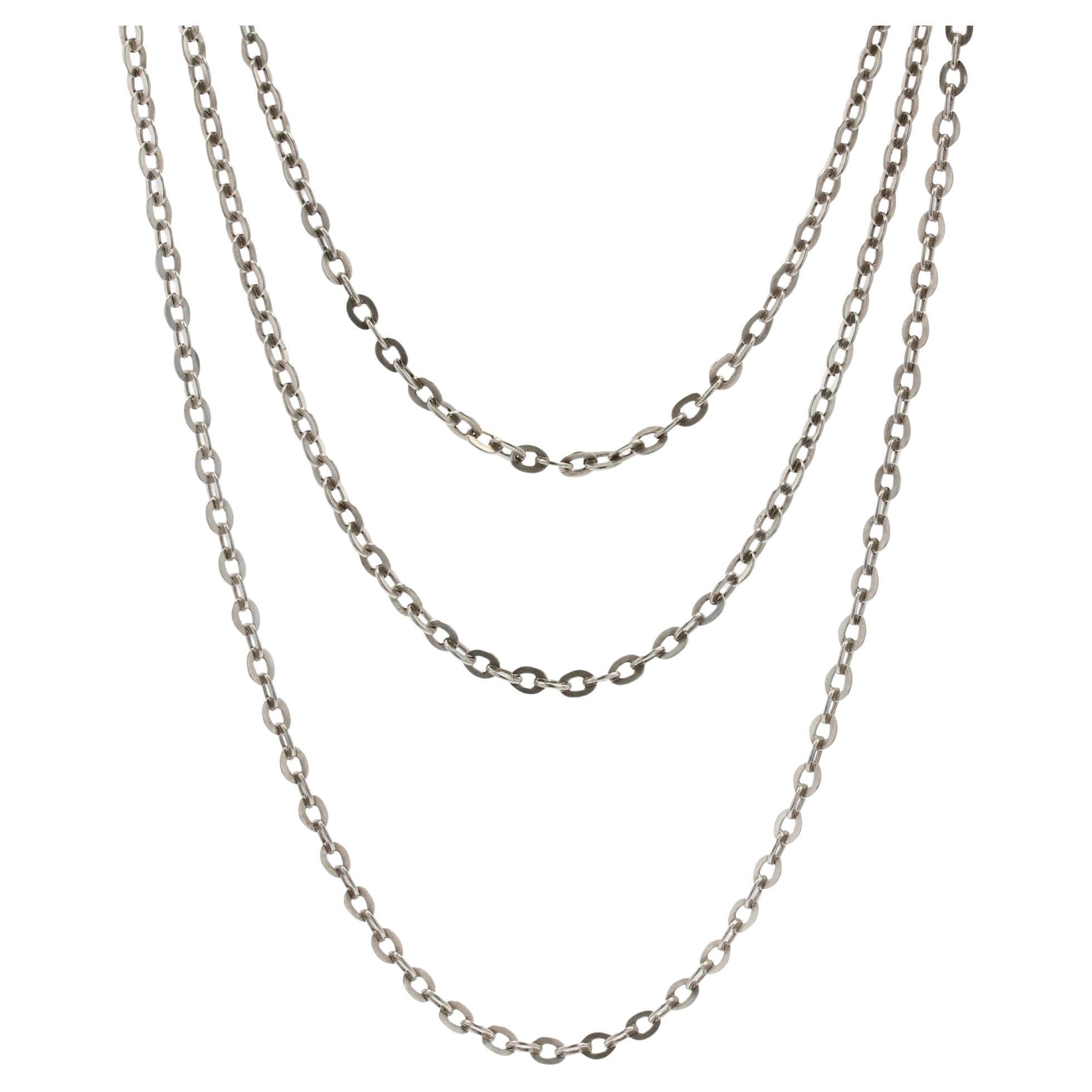 20th Century Silver Long Chain Necklace For Sale