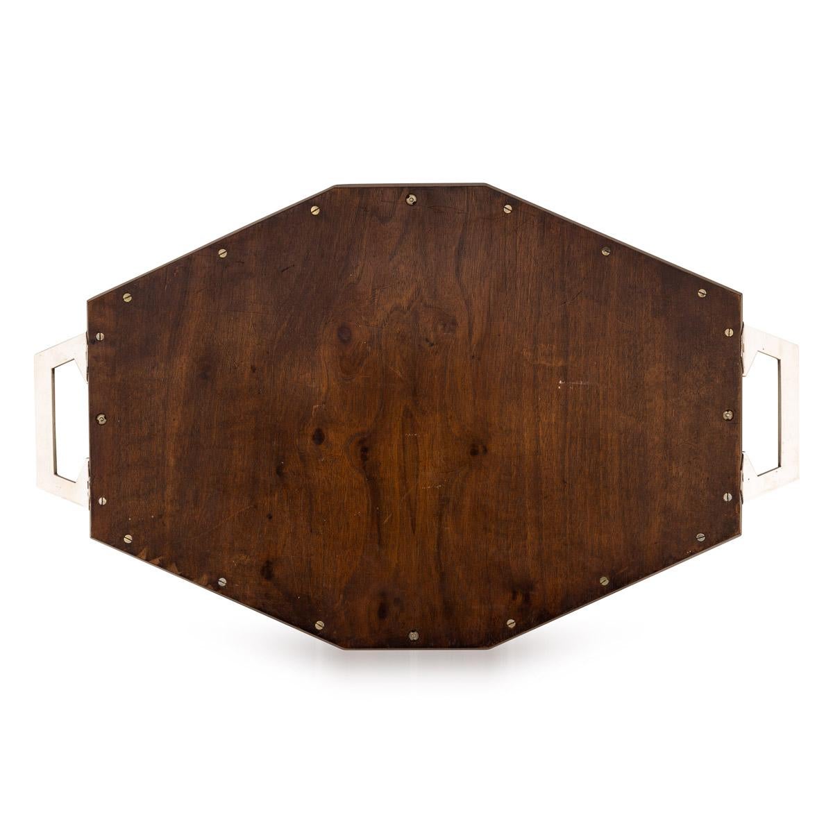 French 20th Century Silver & Marquetry Tray, circa 1930 For Sale