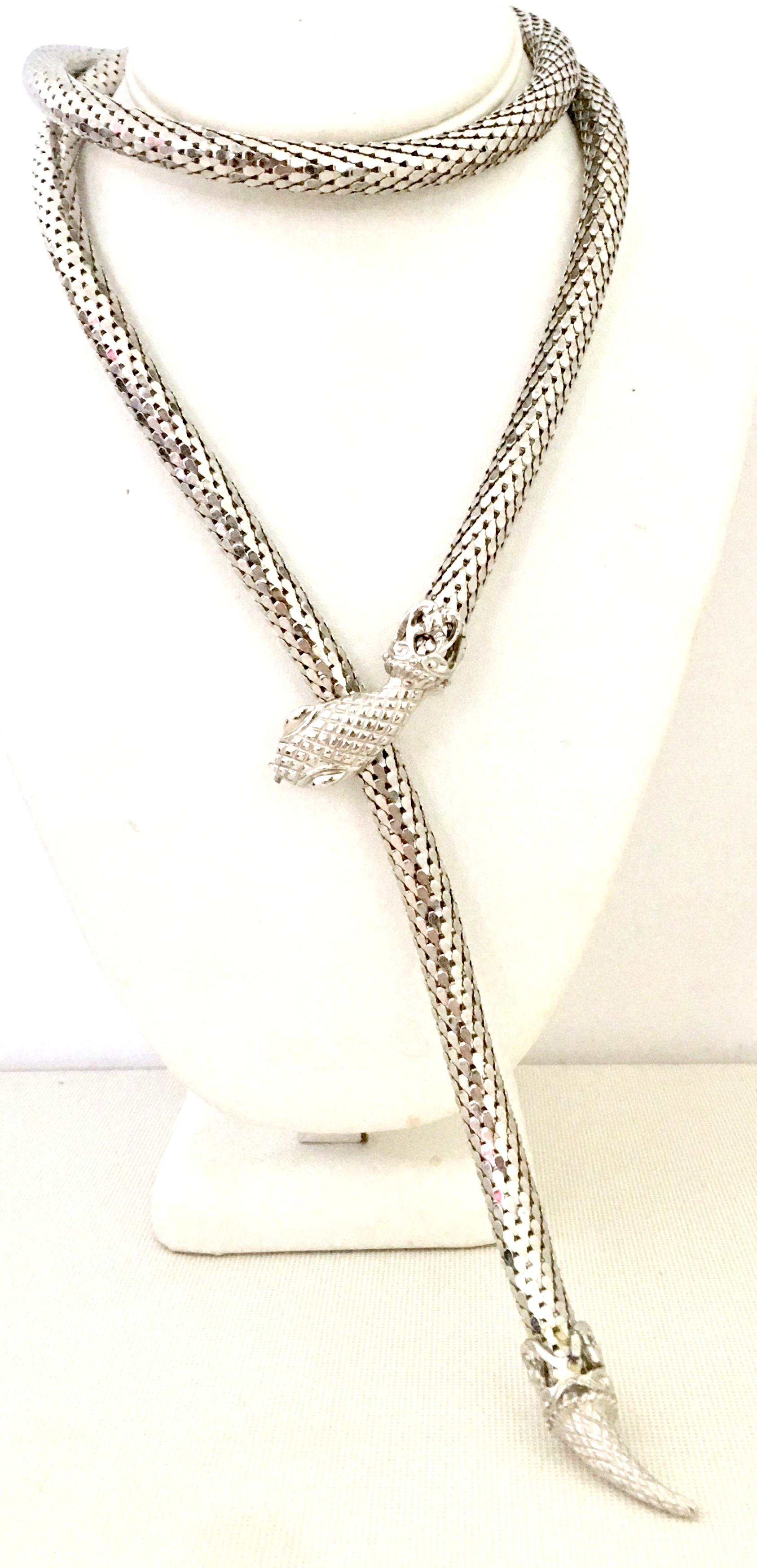 20th Century Silver Metal Mesh Snake Necklace Or Belt By, Whiting & Davis. This iconic and classic 39