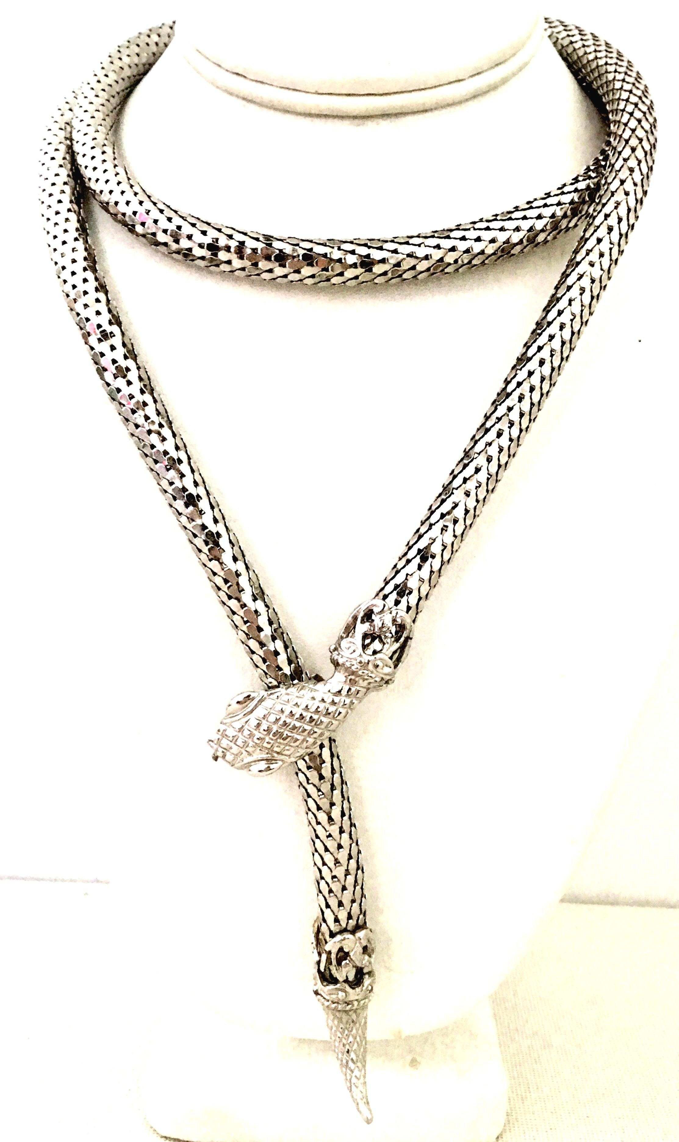 20th Century Silver Metal Mesh Snake Necklace Or Belt By, Whiting & Davis In Good Condition In West Palm Beach, FL