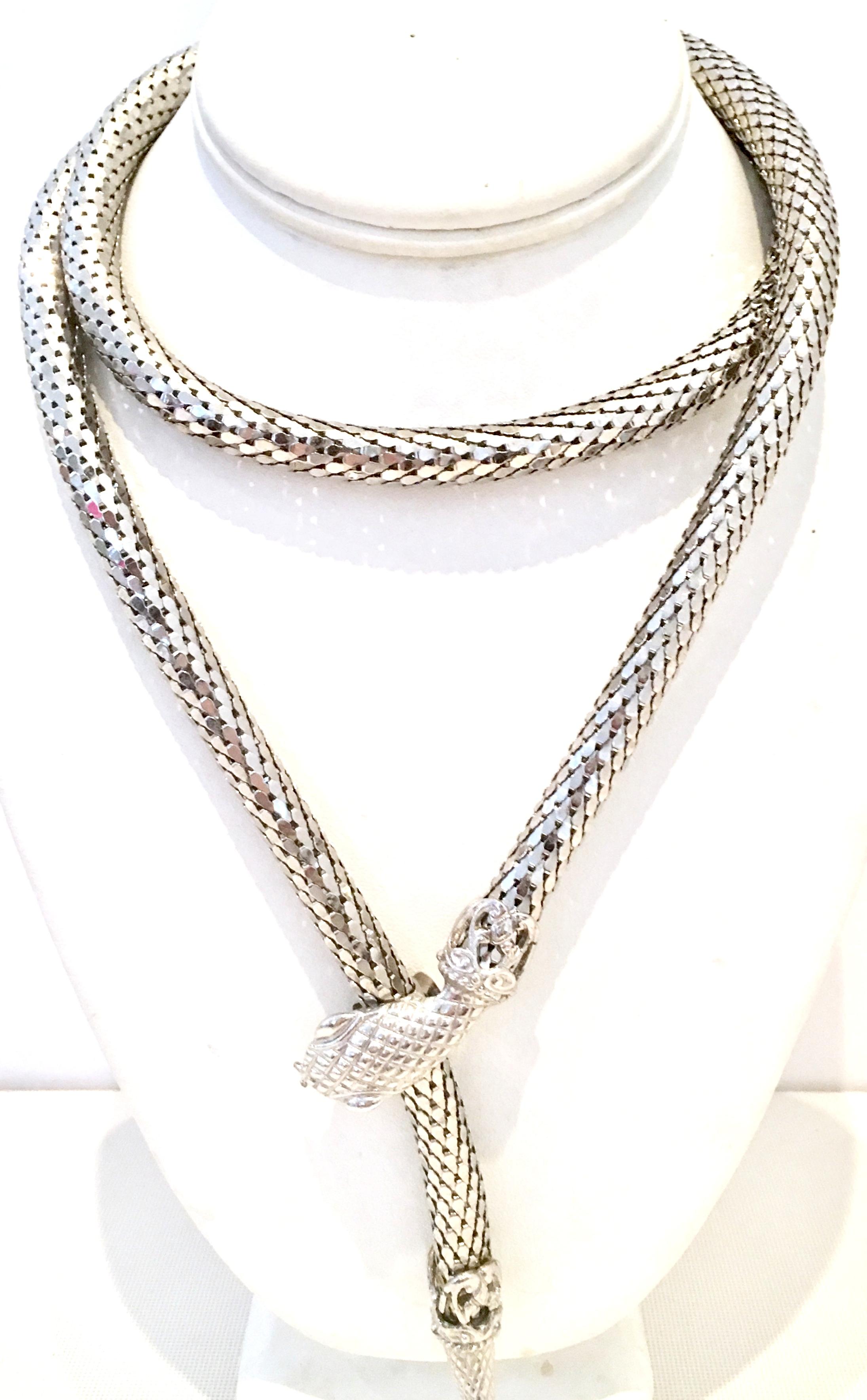 Women's or Men's 20th Century Silver Metal Mesh Snake Necklace Or Belt By, Whiting & Davis