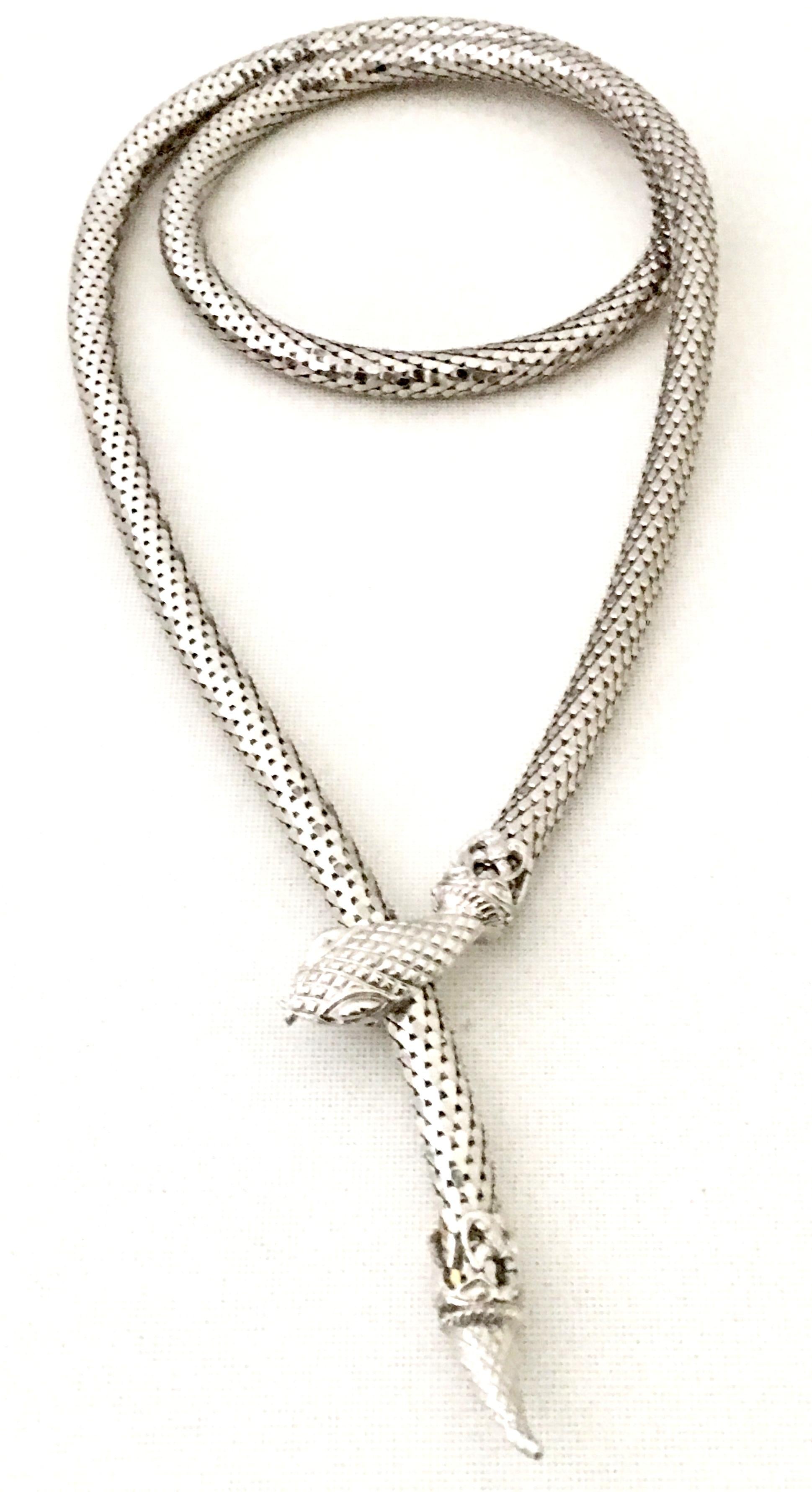 20th Century Silver Metal Mesh Snake Necklace Or Belt By, Whiting & Davis 1