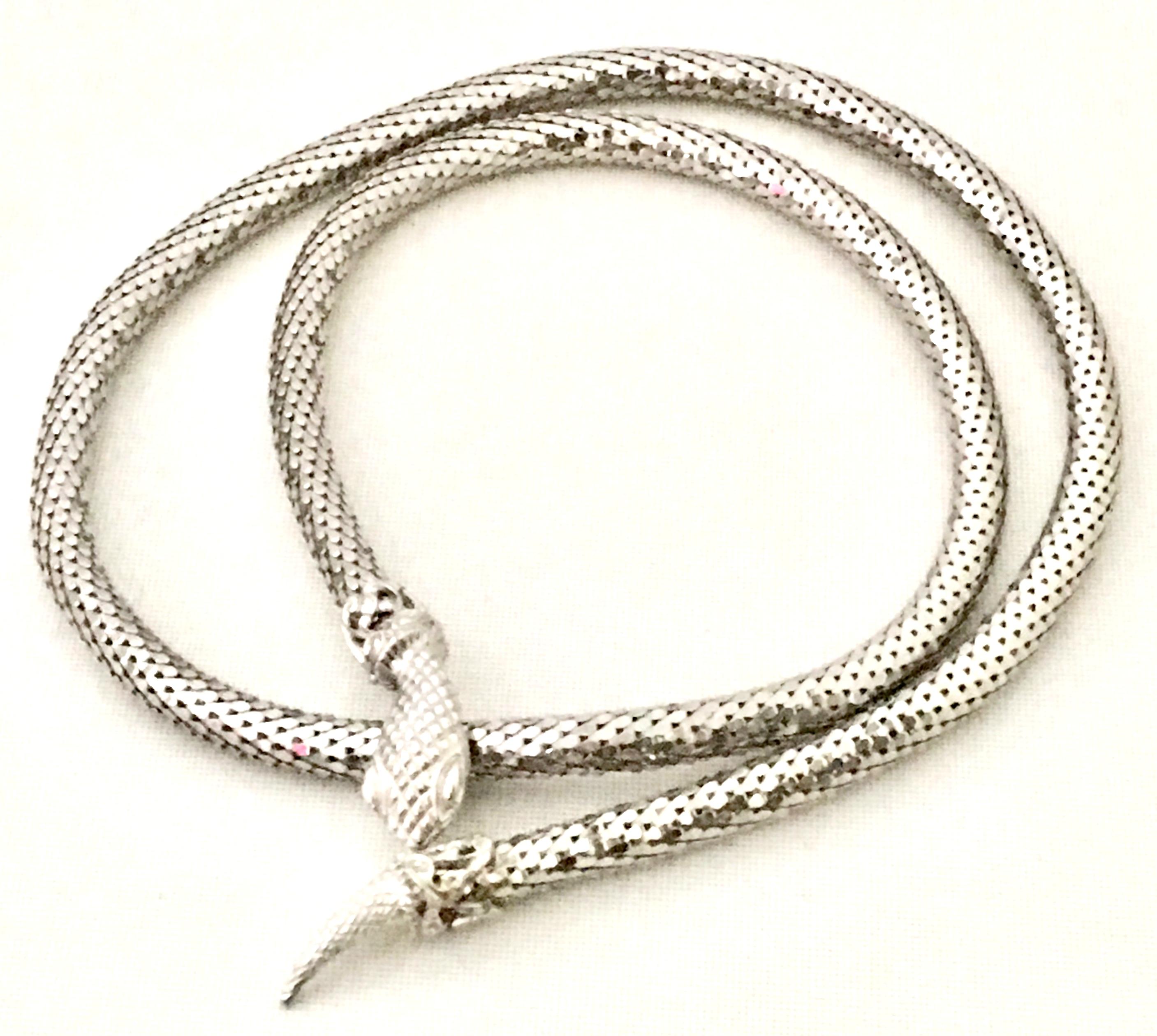 20th Century Silver Metal Mesh Snake Necklace Or Belt By, Whiting & Davis 2