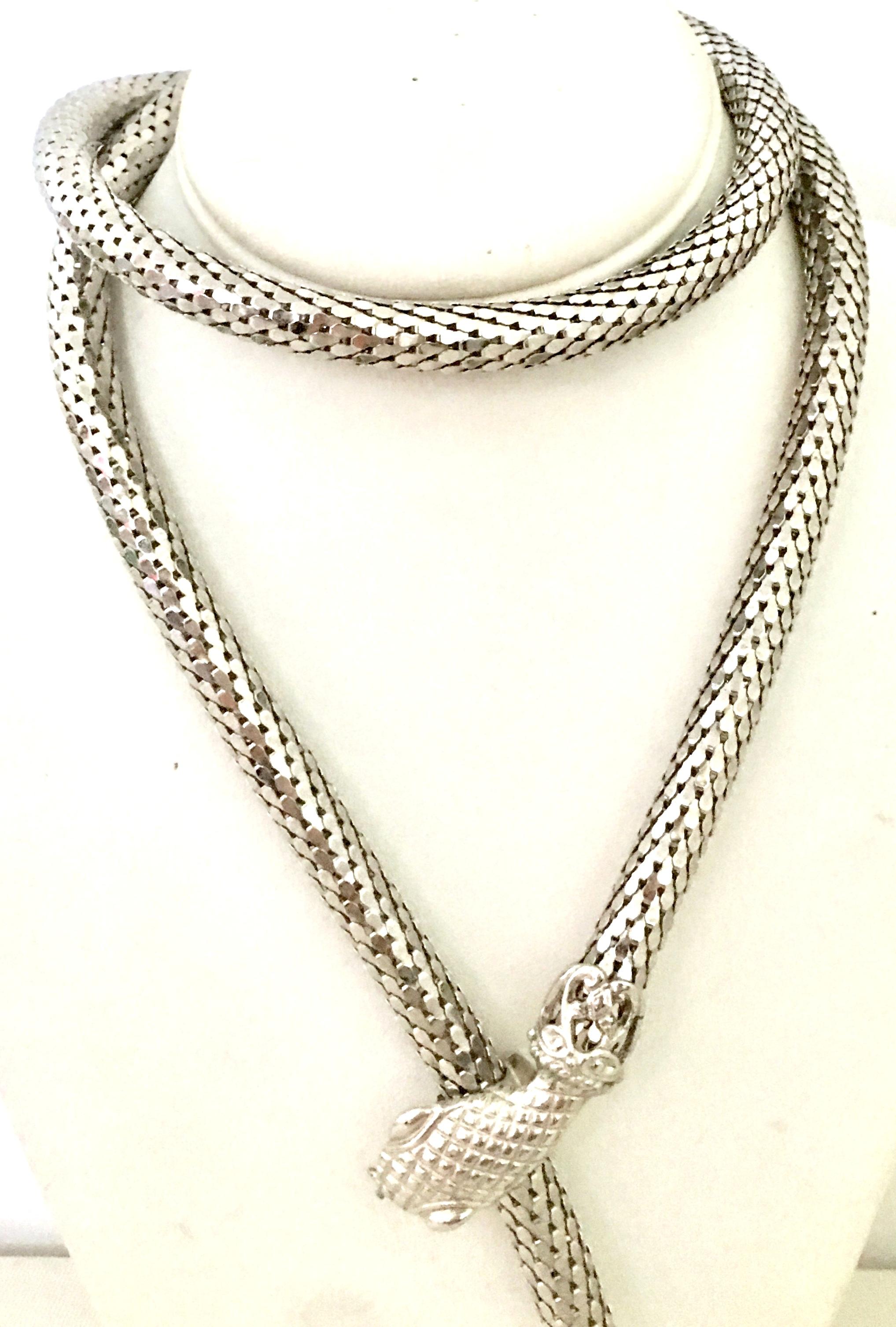 20th Century Silver Metal Mesh Snake Necklace Or Belt By, Whiting & Davis 3