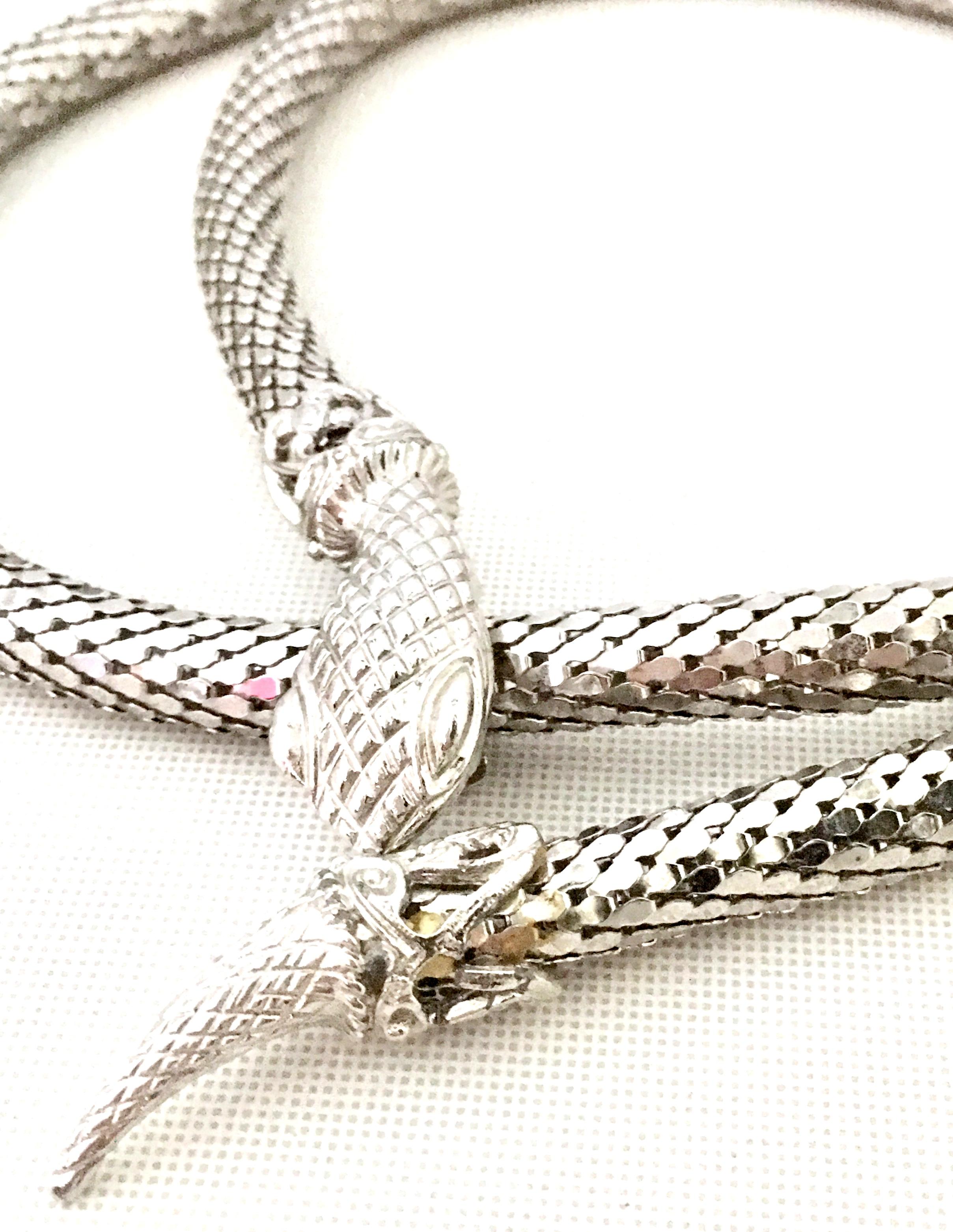 20th Century Silver Metal Mesh Snake Necklace Or Belt By, Whiting & Davis 5