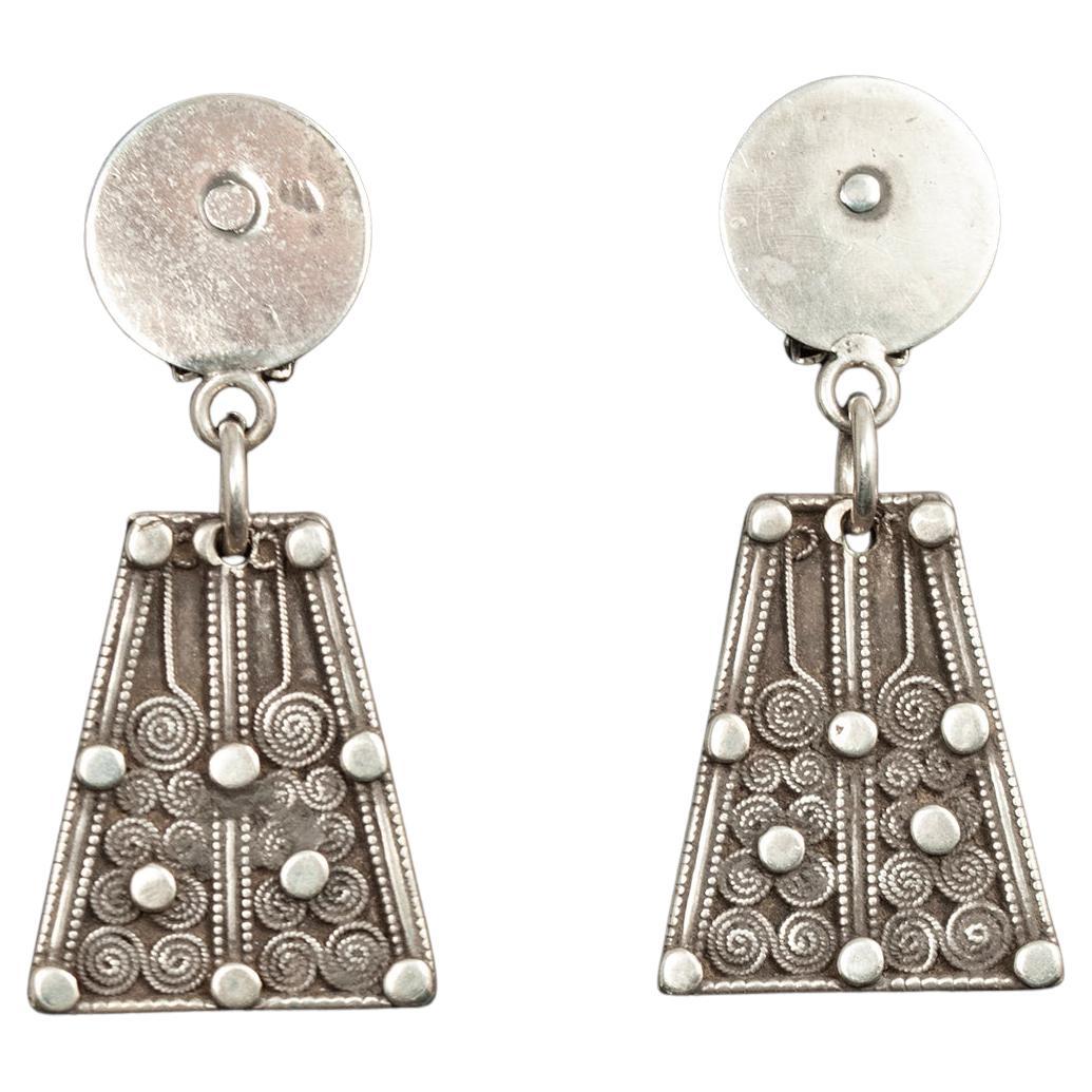 Silber-Halskette des 20. Jahrhunderts Tip-Ohrringe von Jewels