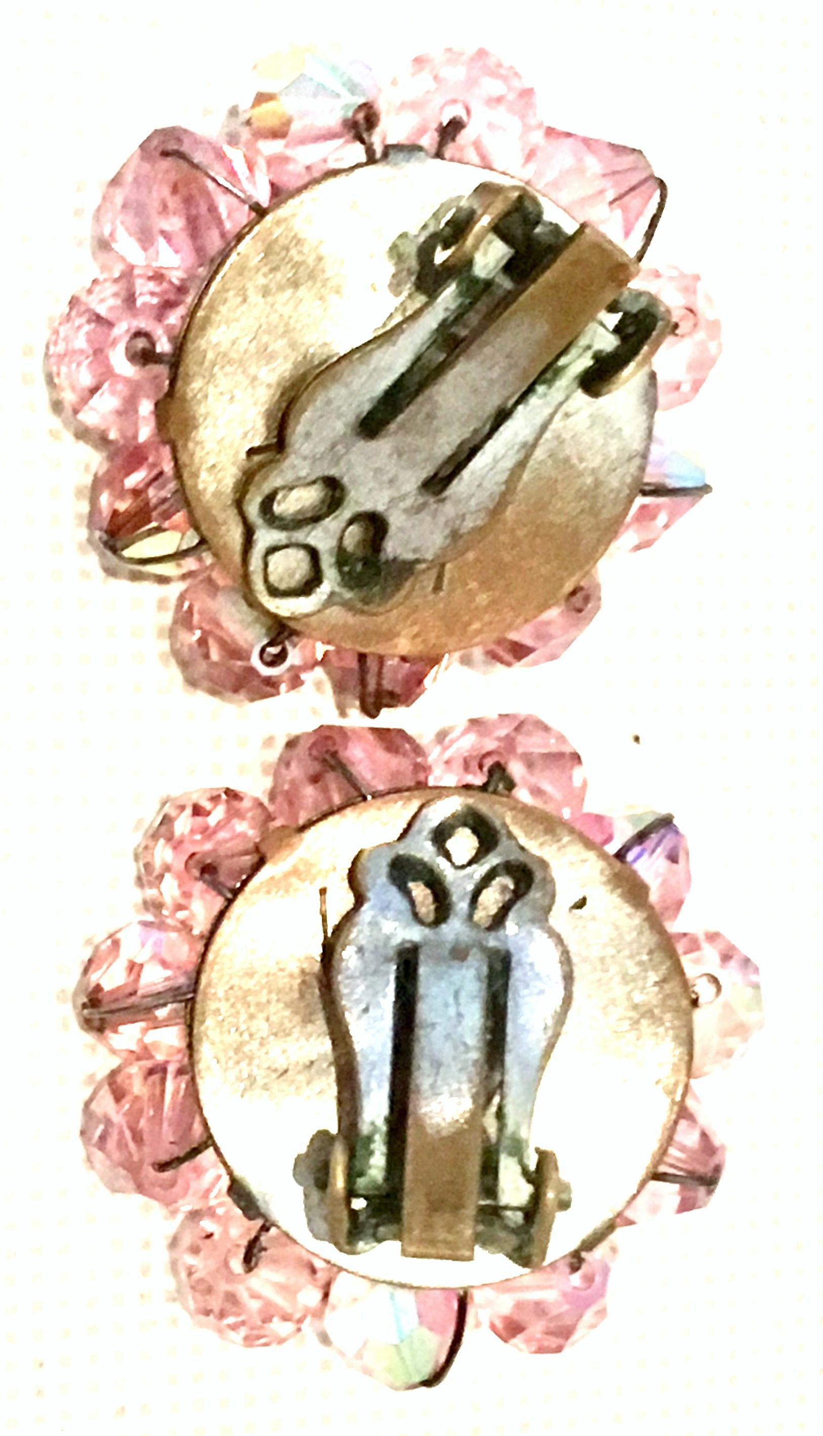 20th Century Silver & Pink Glass Bead Earrings For Sale 3