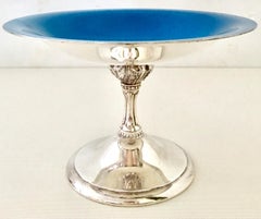 20th Century Silver Plate and Enamel Pedestal Serving Compote by Reed & Barton