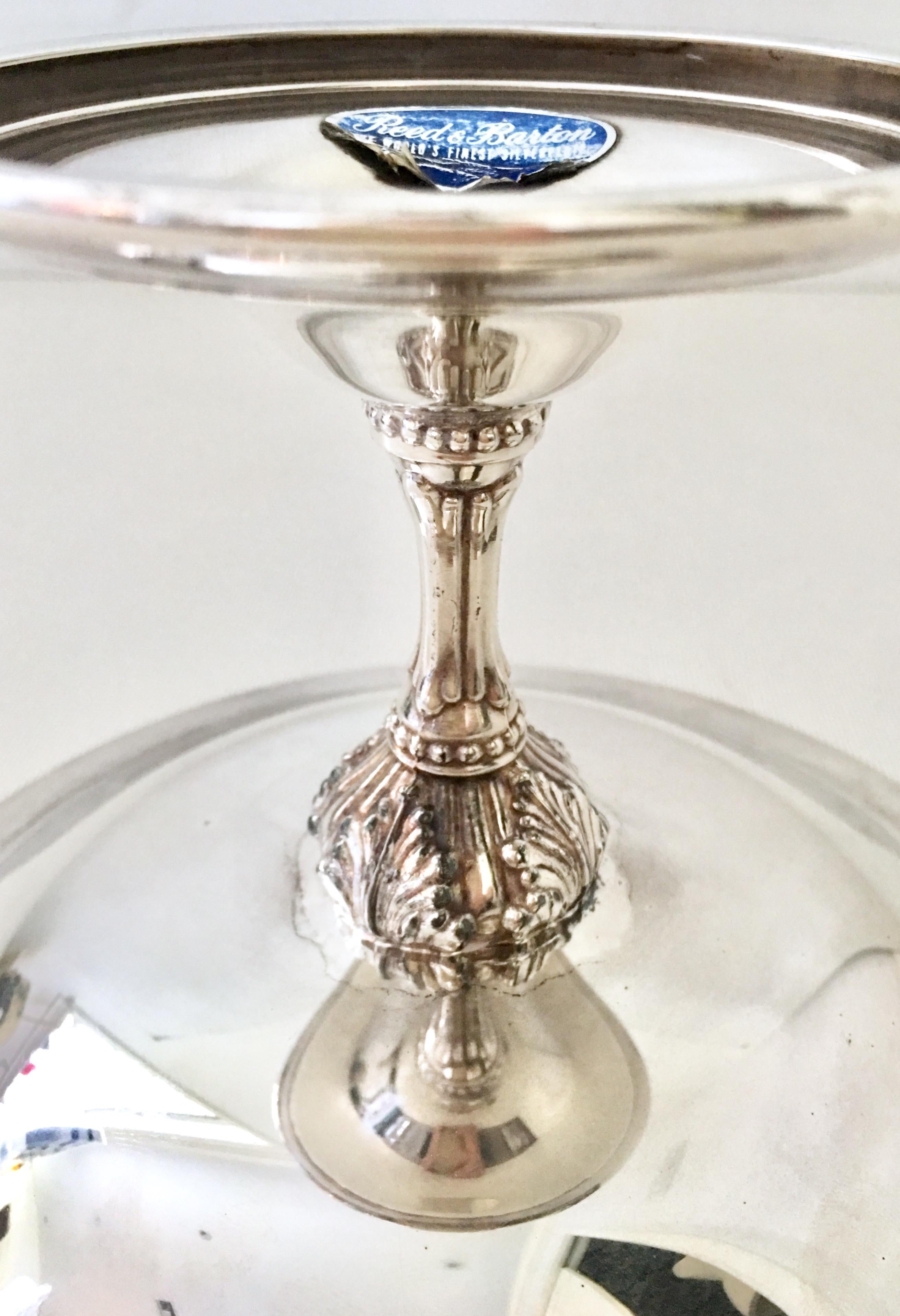 20th Century Silver Plate and Enamel Pedestal Serving Compote by Reed & Barton For Sale 1