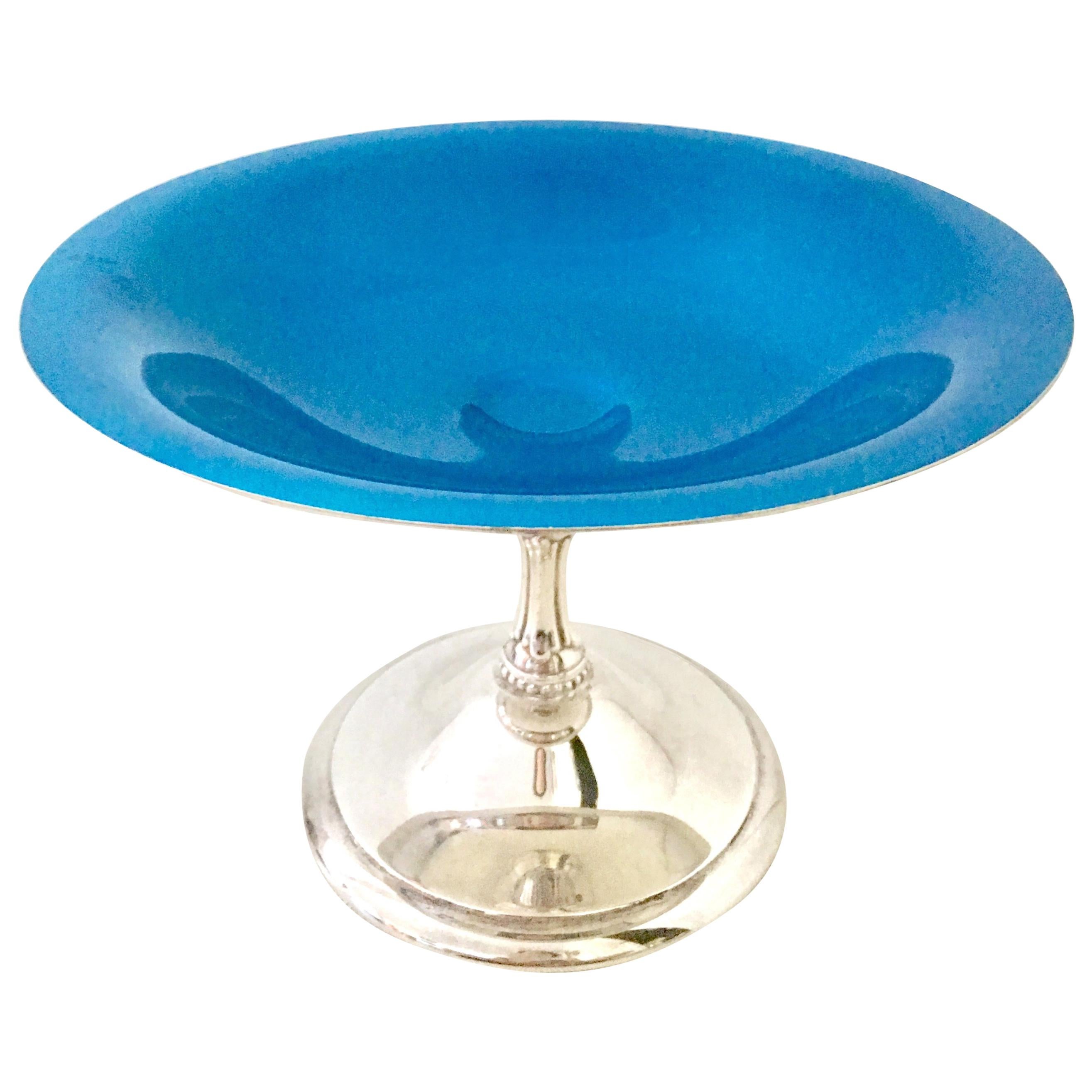 20th Century Silver Plate and Enamel Pedestal Serving Compote by Reed & Barton For Sale