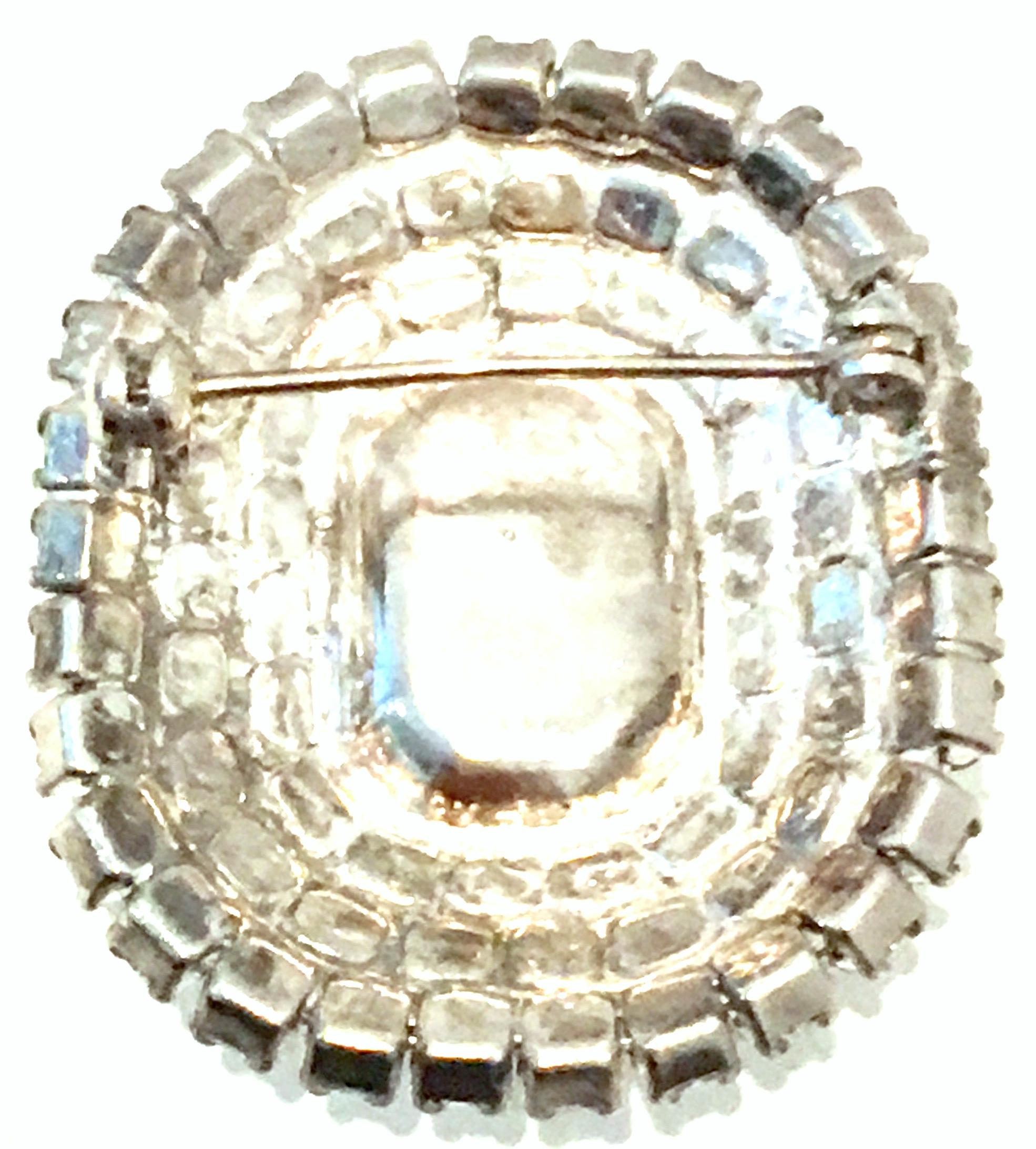 20th Century Silver Plate & Austrian Crystal Dimensional Brooch For Sale 3