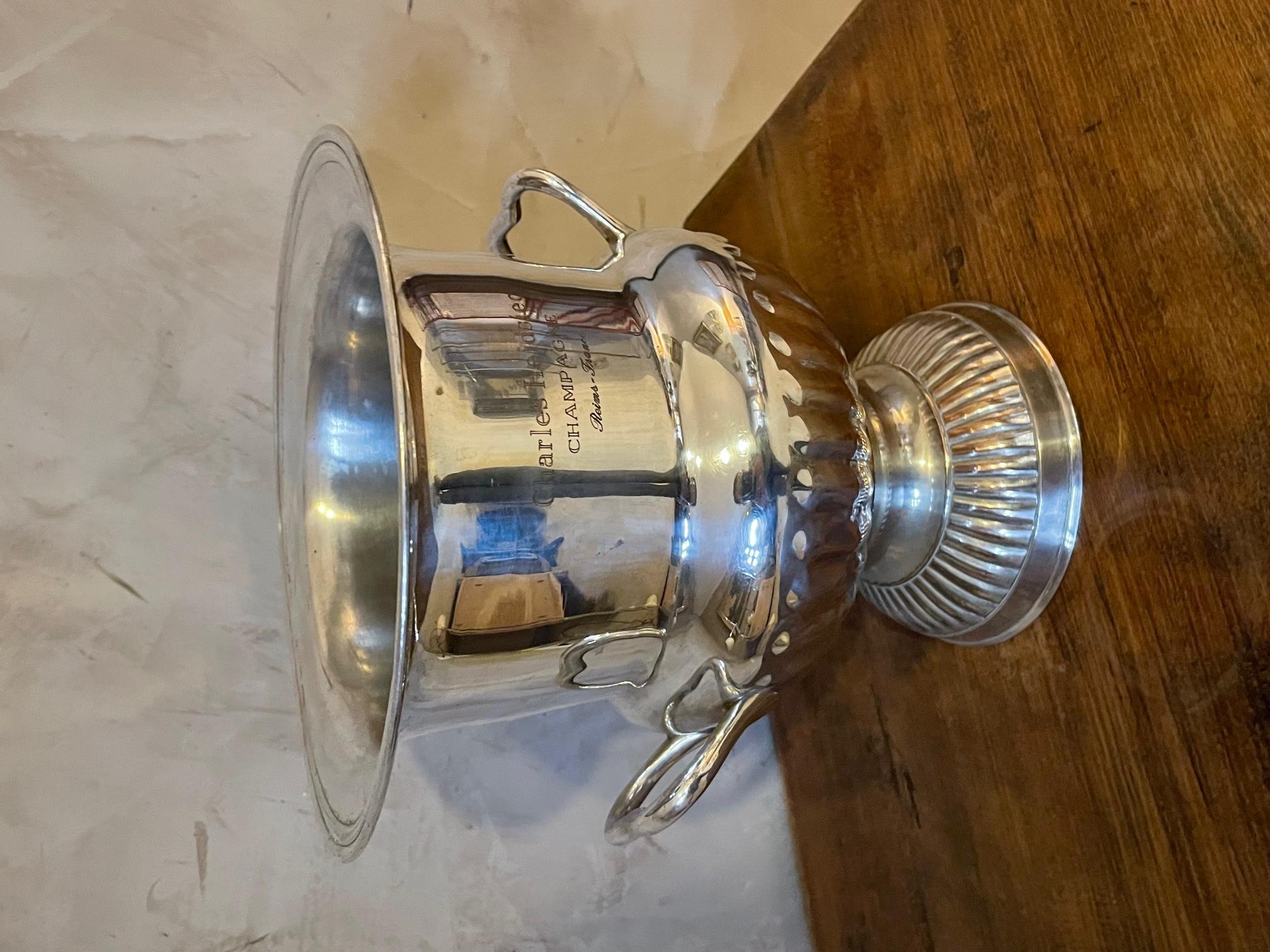 20th century Silver Plate Charles Heidsieck Champagne Bucket, 1950s For Sale 6