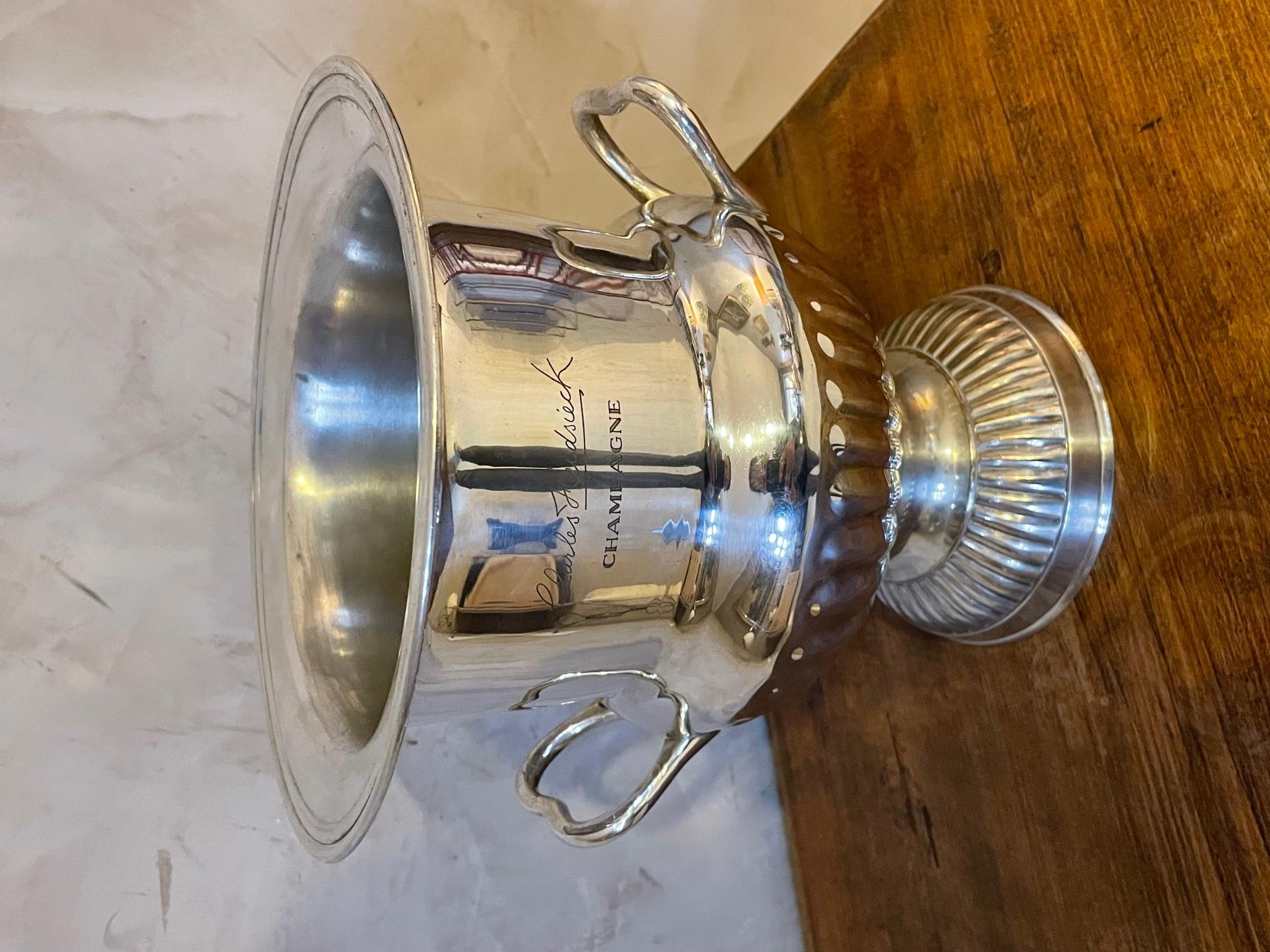 20th century Silver Plate Charles Heidsieck Champagne Bucket, 1950s For Sale 8
