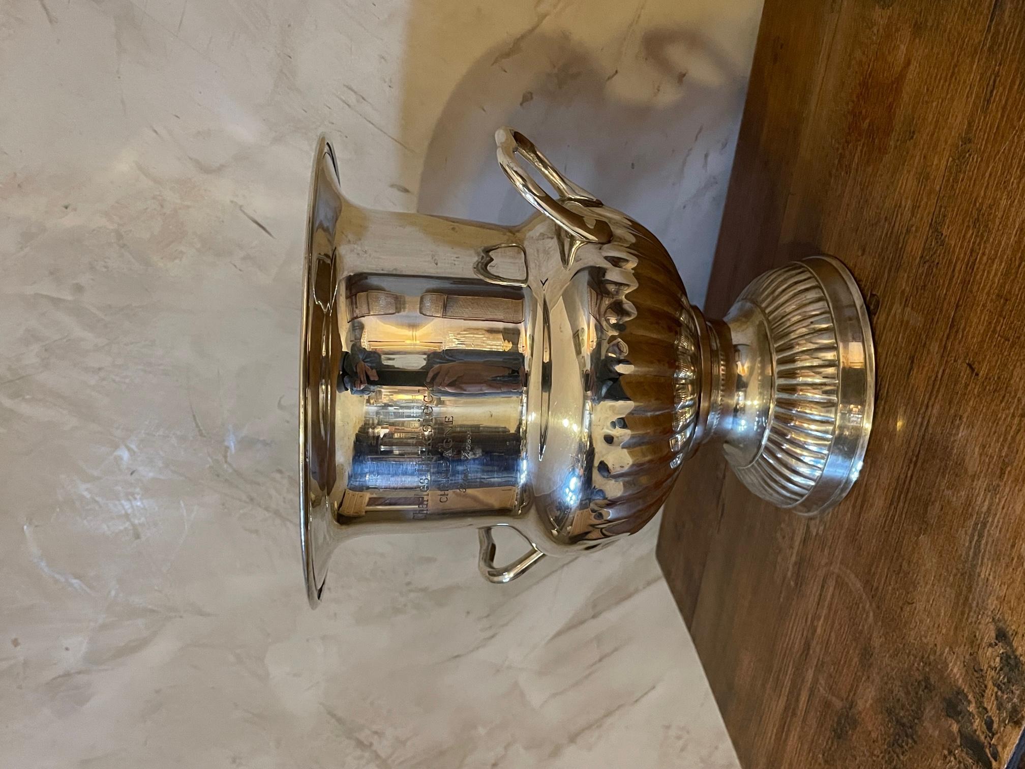 20th century Silver Plate Charles Heidsieck Champagne Bucket, 1950s In Good Condition For Sale In LEGNY, FR