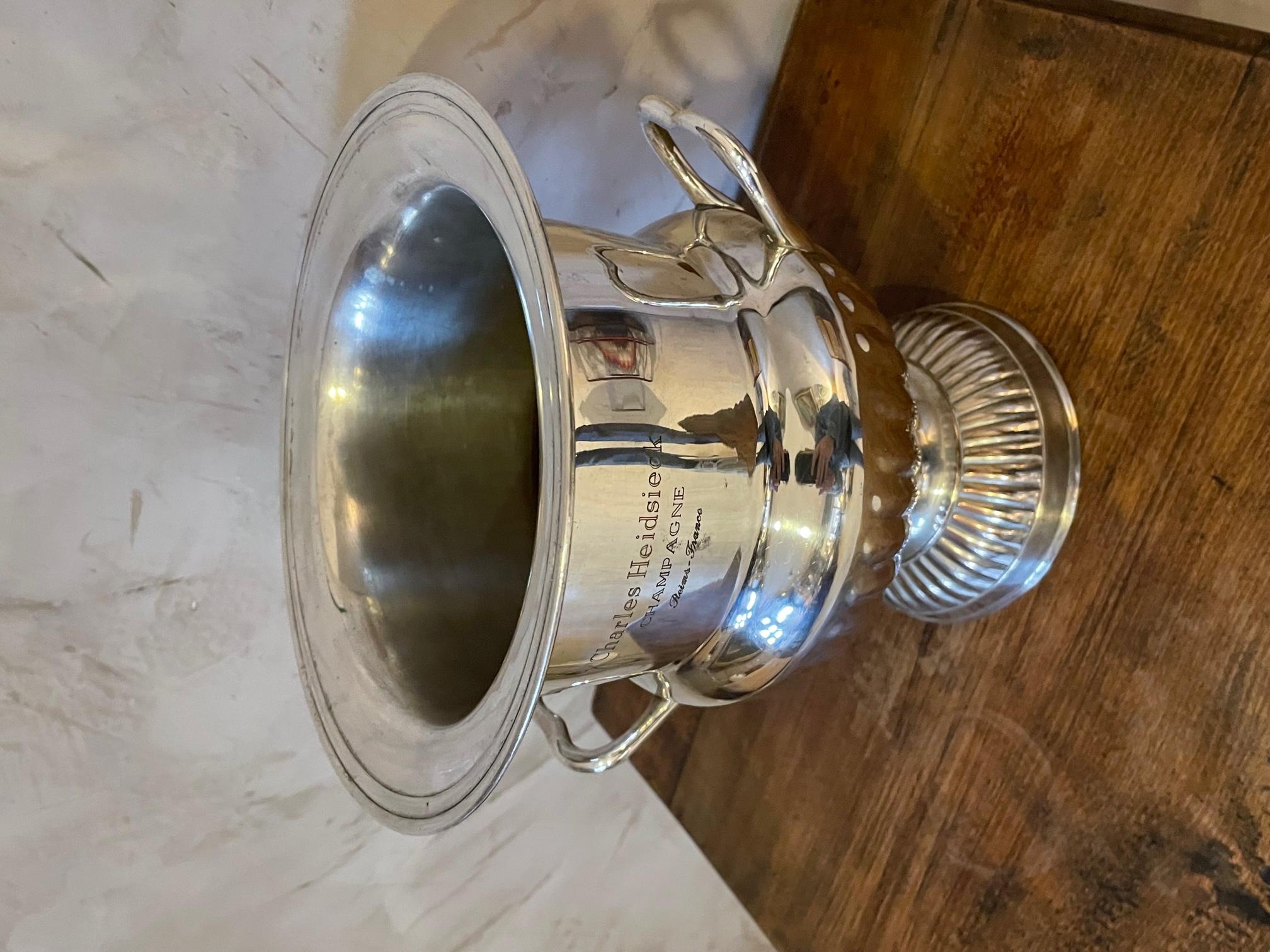 20th century Silver Plate Charles Heidsieck Champagne Bucket, 1950s For Sale 2
