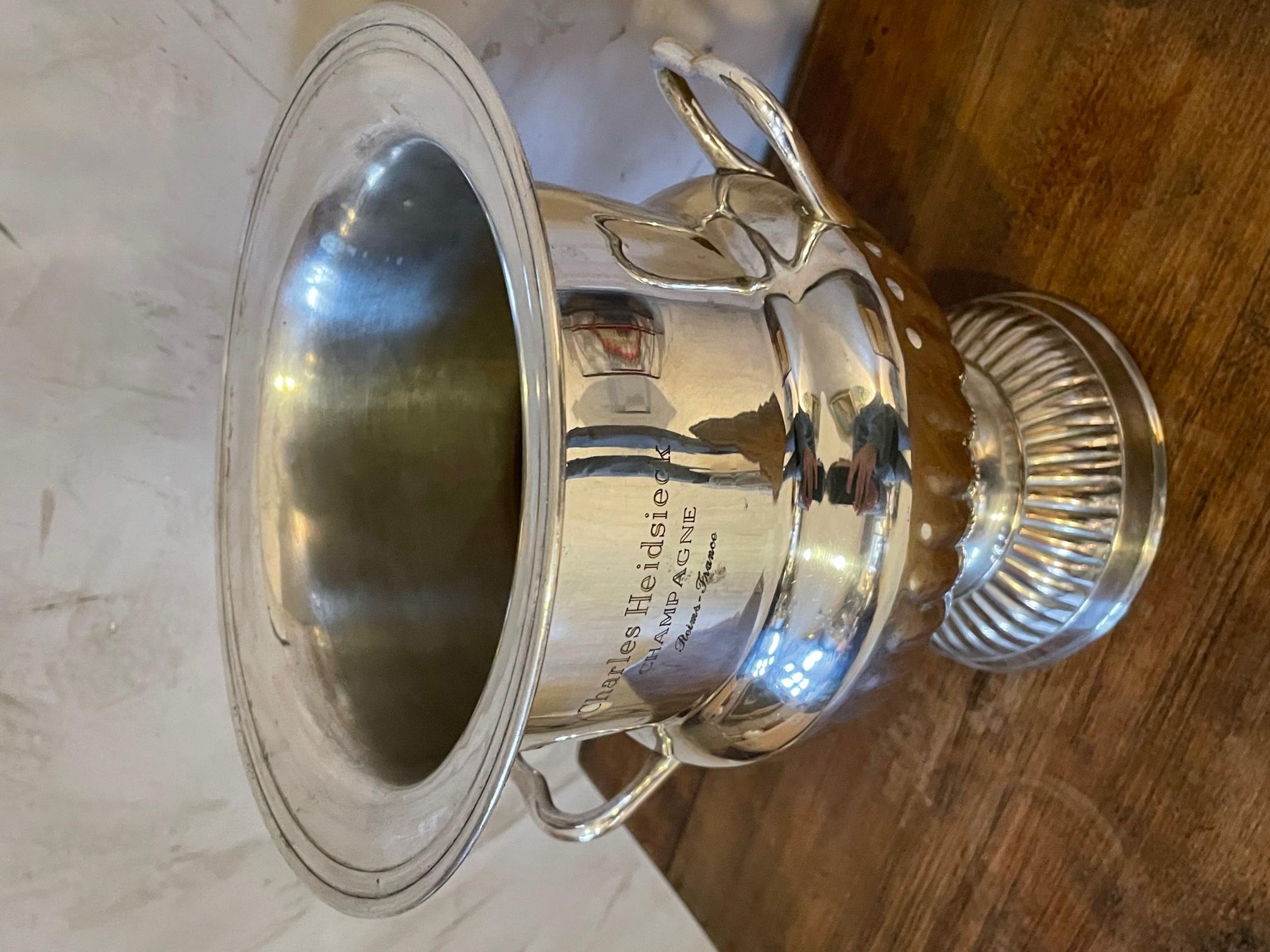 20th century Silver Plate Charles Heidsieck Champagne Bucket, 1950s 3