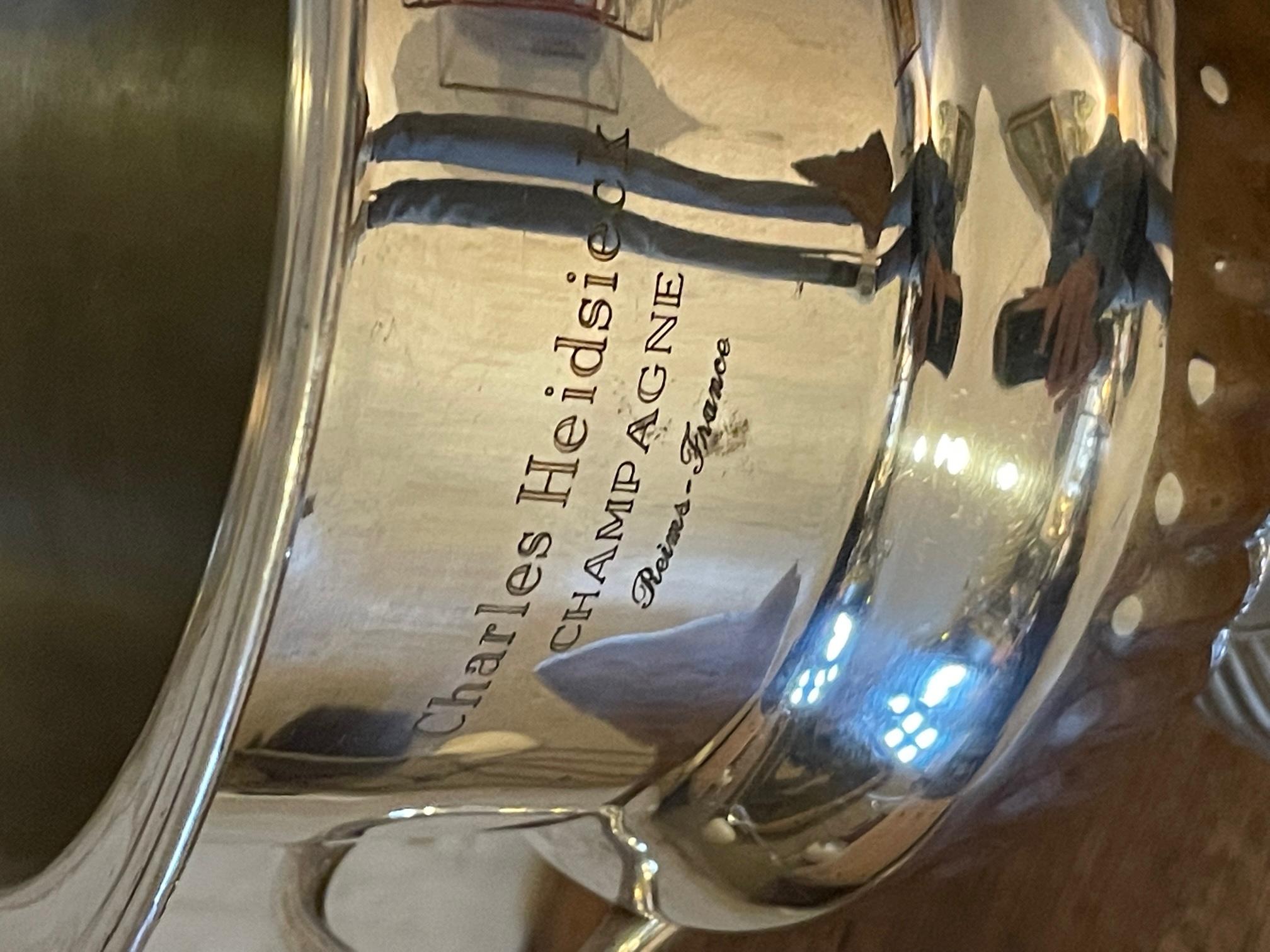 20th century Silver Plate Charles Heidsieck Champagne Bucket, 1950s For Sale 4