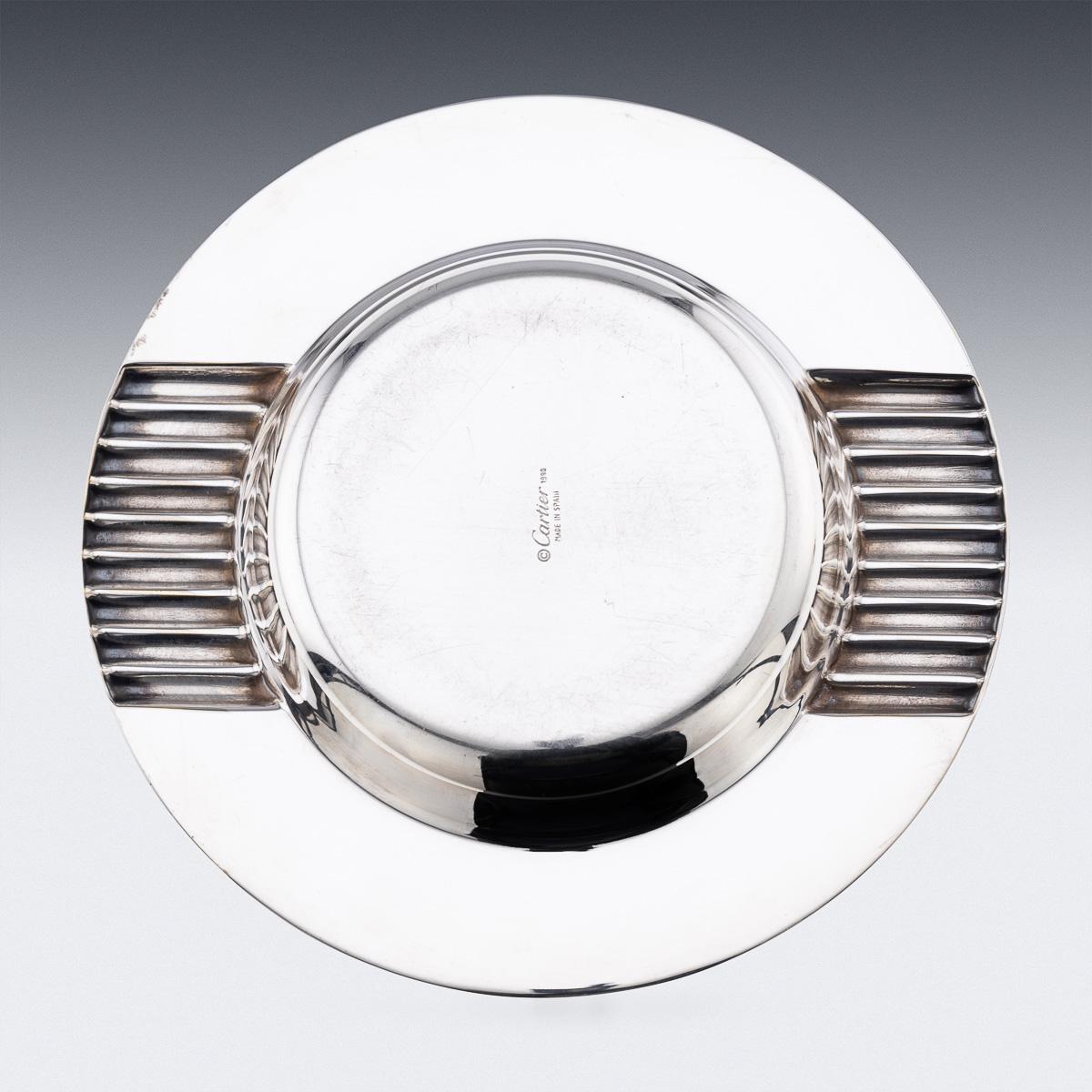 Spanish 20th Century Silver Plate & Lapis Lazuli Ashtray By Cartier, Made In Spain For Sale