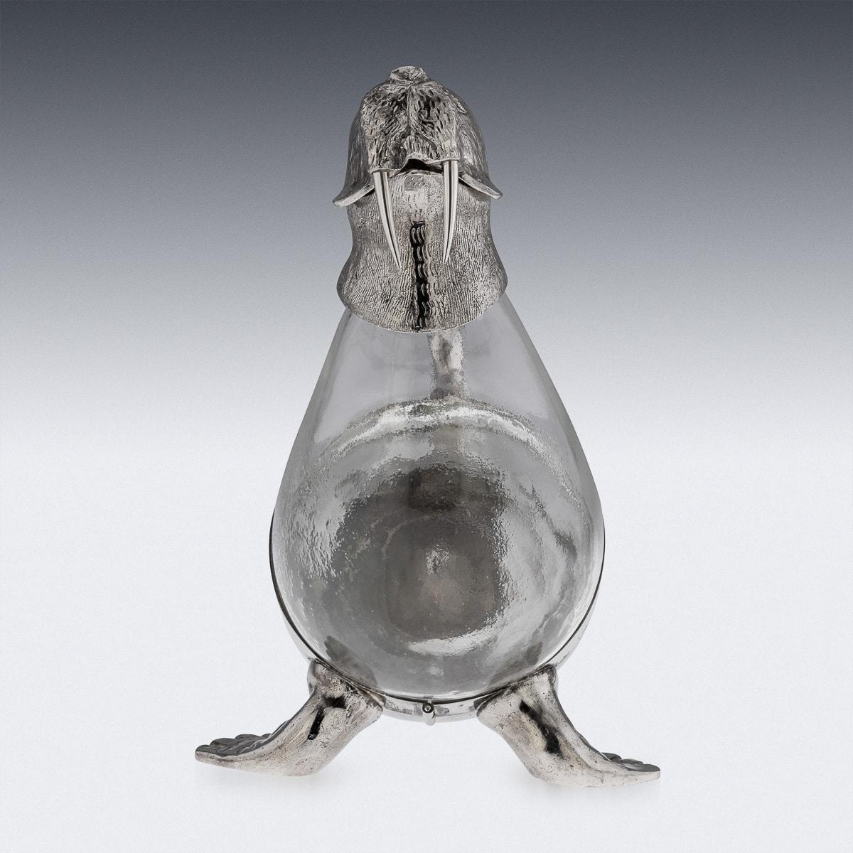 20th Century Silver Plate Mounted Novelty Walrus Claret Jug For Sale 2