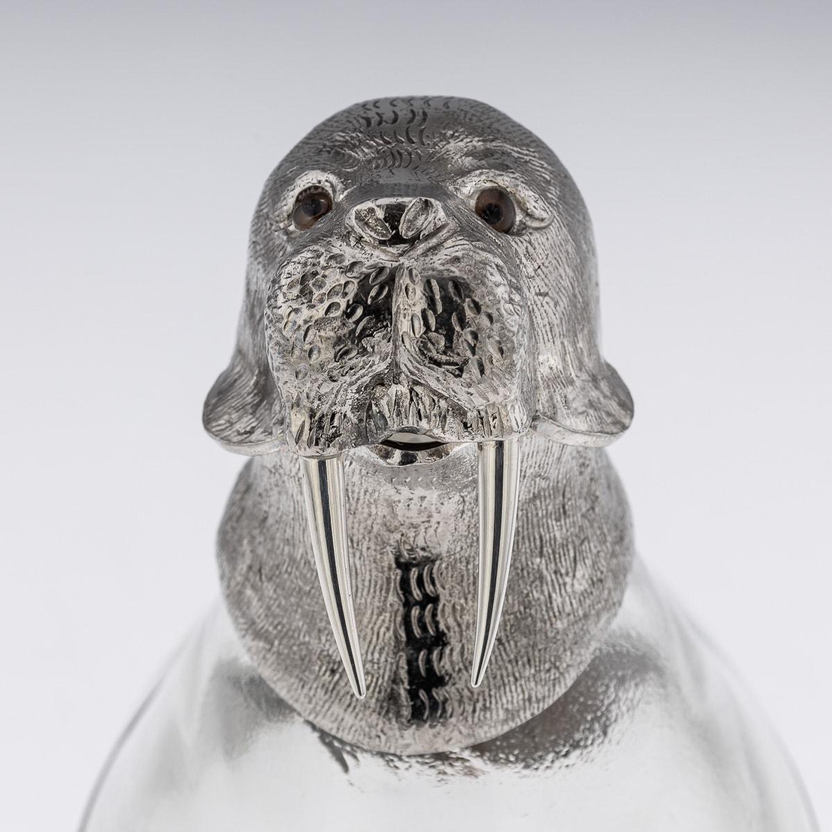20th Century Silver Plate Mounted Novelty Walrus Claret Jug For Sale 6