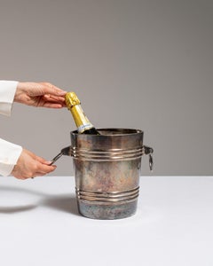 20th Century Silver-Plated Champagne Bucket, French Antique Serveware
