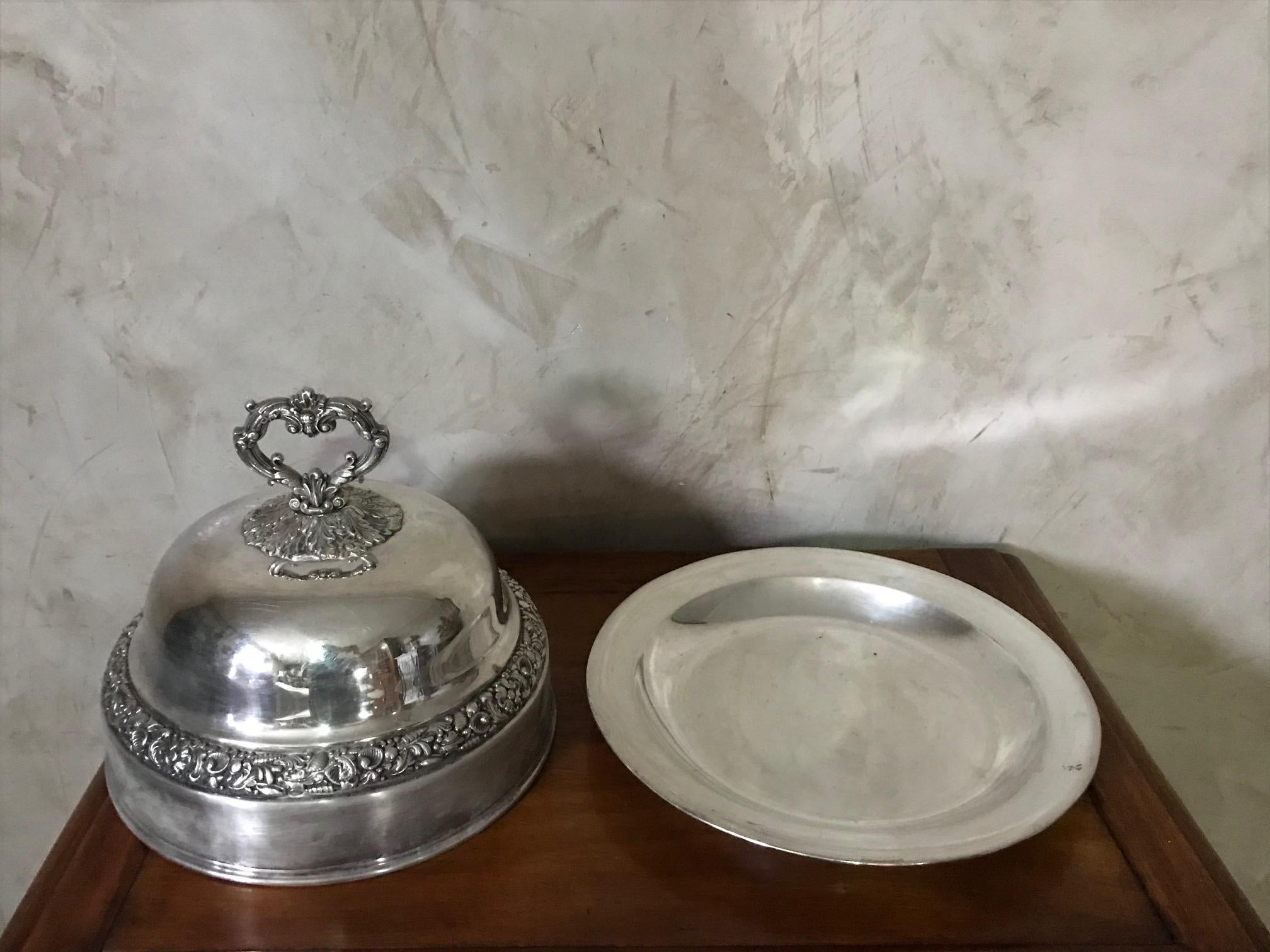 20th Century Silver Plated Domed Dish Covered Plate, 1920s 2