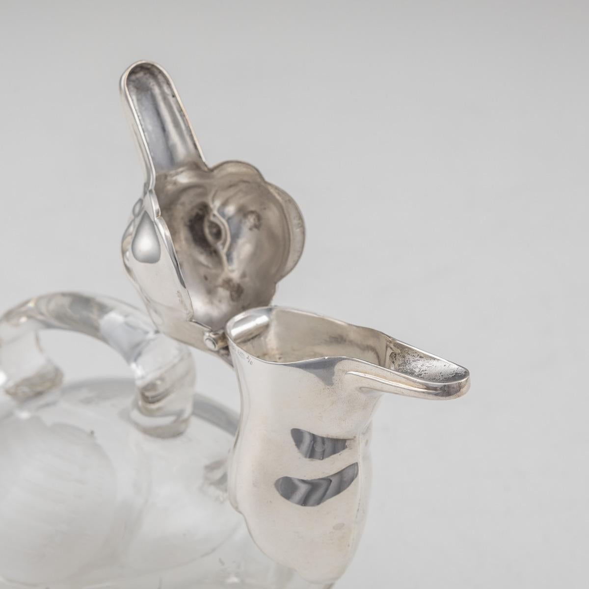 20th Century Silver Plated & Glass Duck Shaped Claret Jug, c.1960 For Sale 11