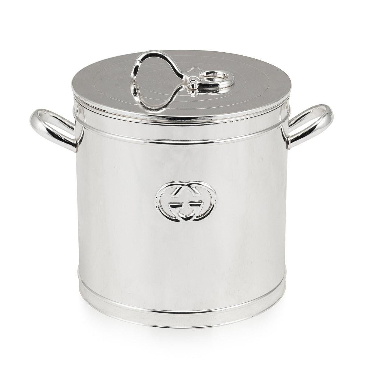 Mid-Century Modern 20th Century Silver Plated Gucci Ice Bucket, Italy c.1980