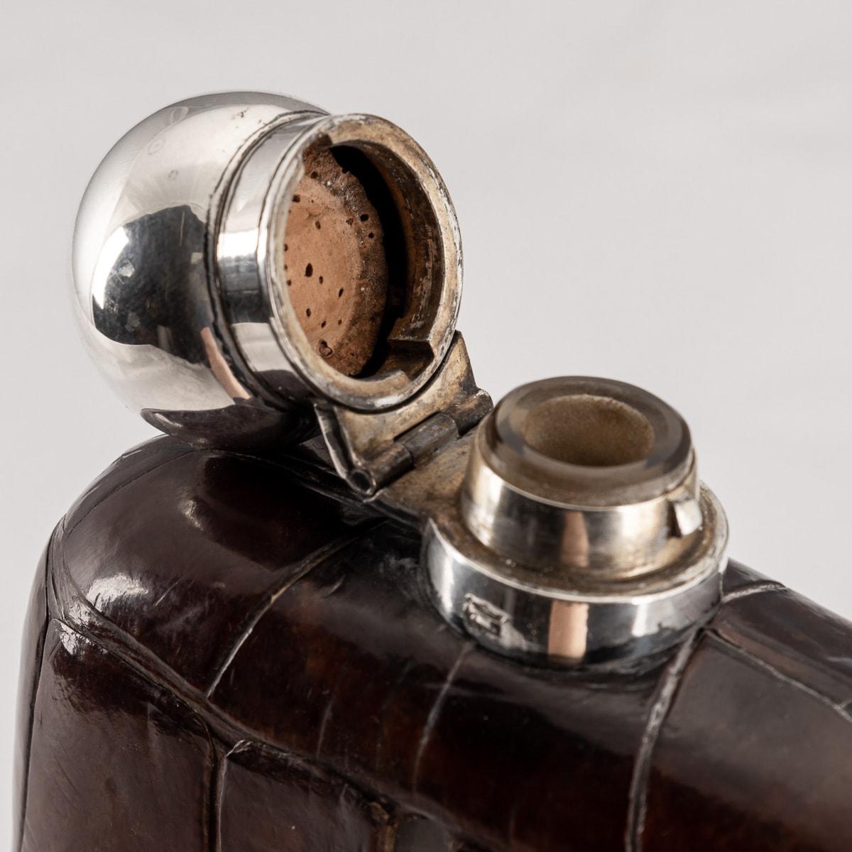 20th Century Silver Plated & Leather Hip Flask, James Dixon & Sons, c.1900 For Sale 1