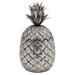 Vintage 20th Century Silver Plated Pineapple Ice Bucket By Mauro Manetti, Italy c.1970