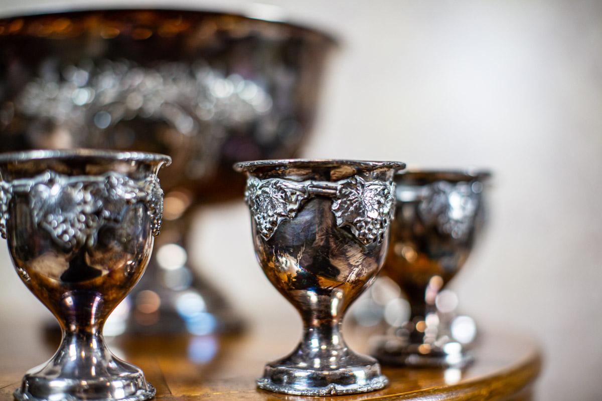 20th-Century Silver-Plated Punch Bowl and Cups For Sale 2