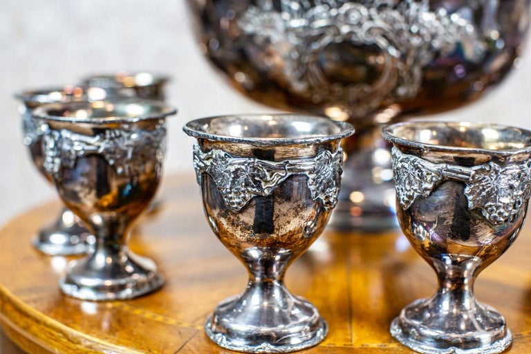 20th-Century Silver-Plated Punch Bowl and Cups In Good Condition For Sale In Opole, PL