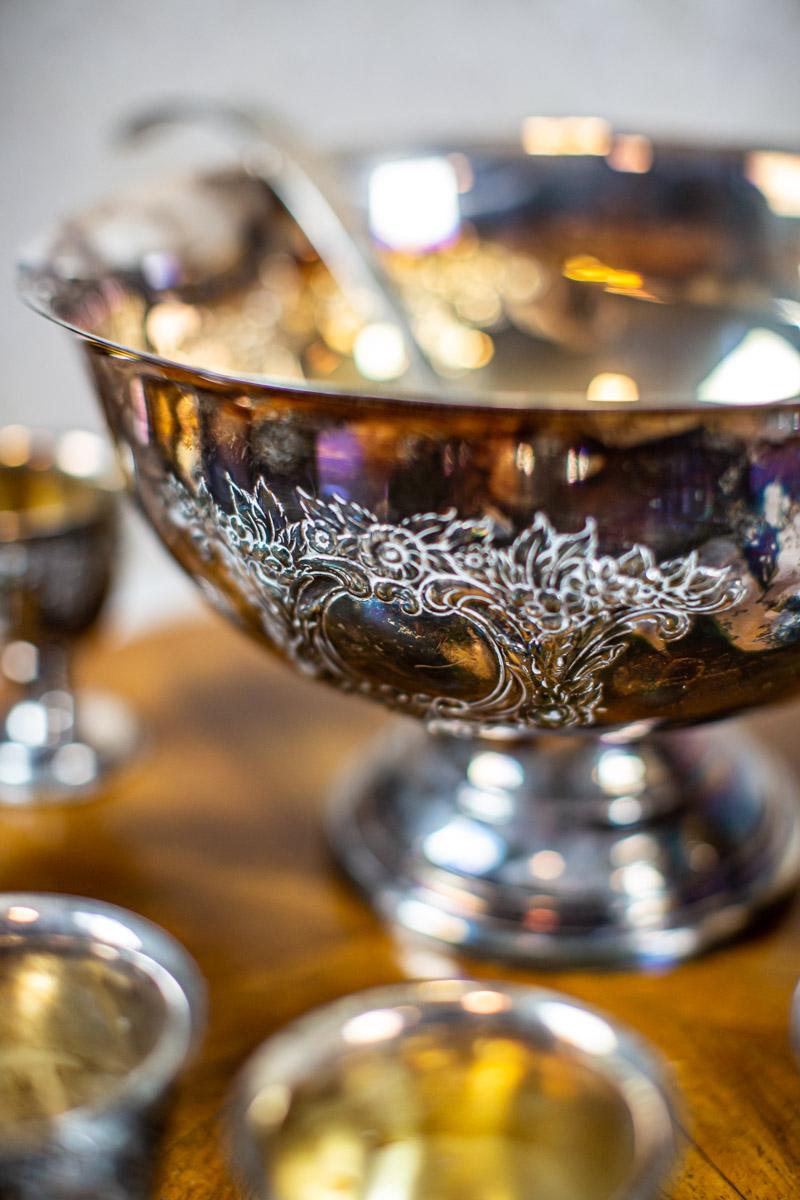 20th-Century Silver-Plated Punch Bowl and Cups In Good Condition For Sale In Opole, PL