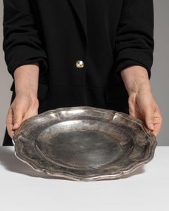 Versilberte Servierplatte aus dem 20. Jahrhundert, französisches Design, im antiken Stil