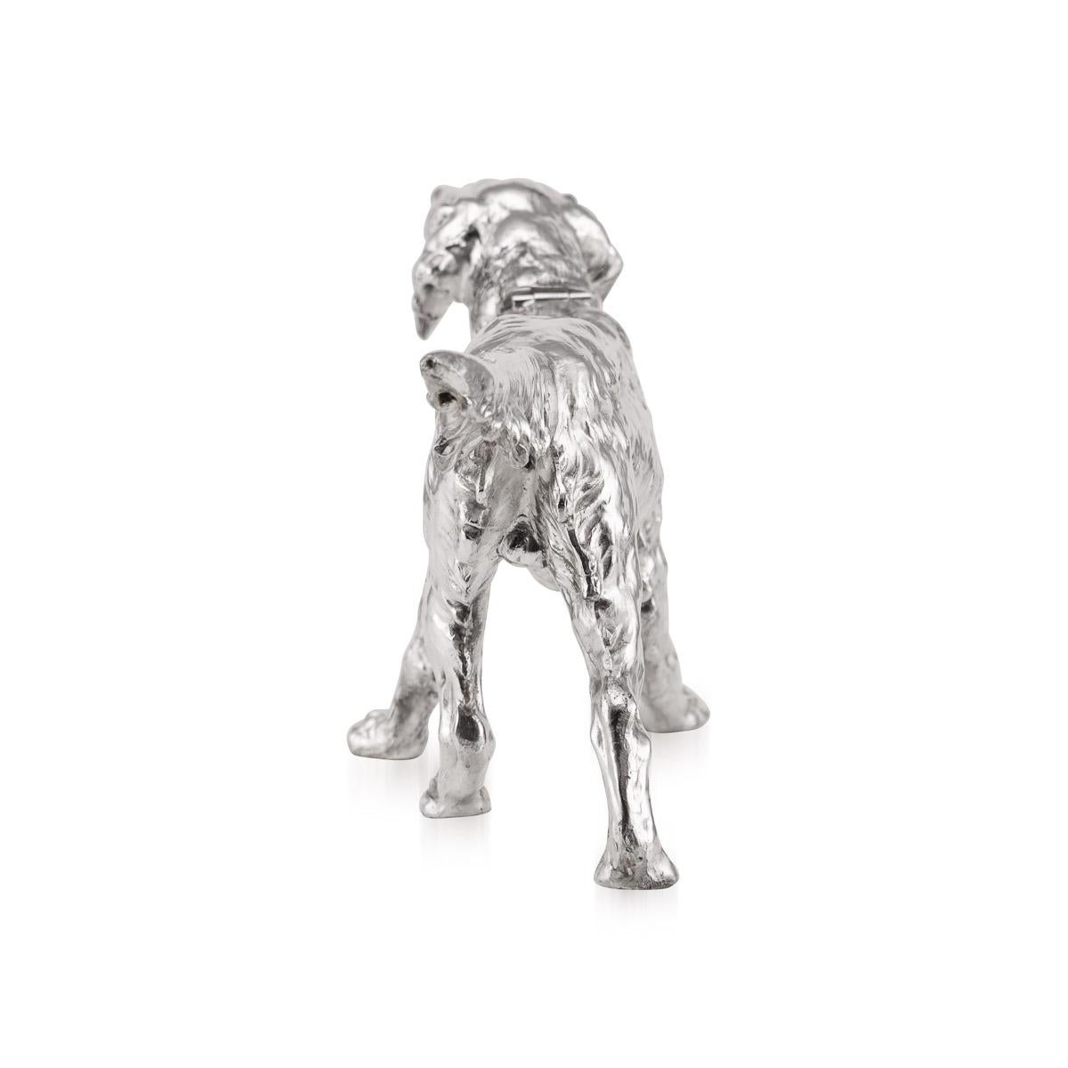 European 20th Century Silver Plated Statue of a Retriever Dog, C.1920 For Sale