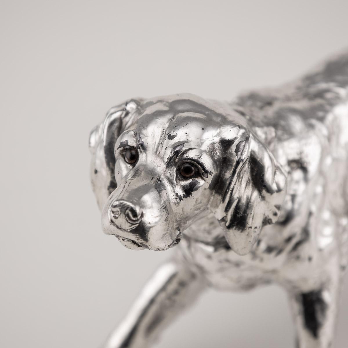 Estatua plateada del siglo XX de un perro perdiguero, c.1920 en Bueno estado para la venta en Royal Tunbridge Wells, Kent