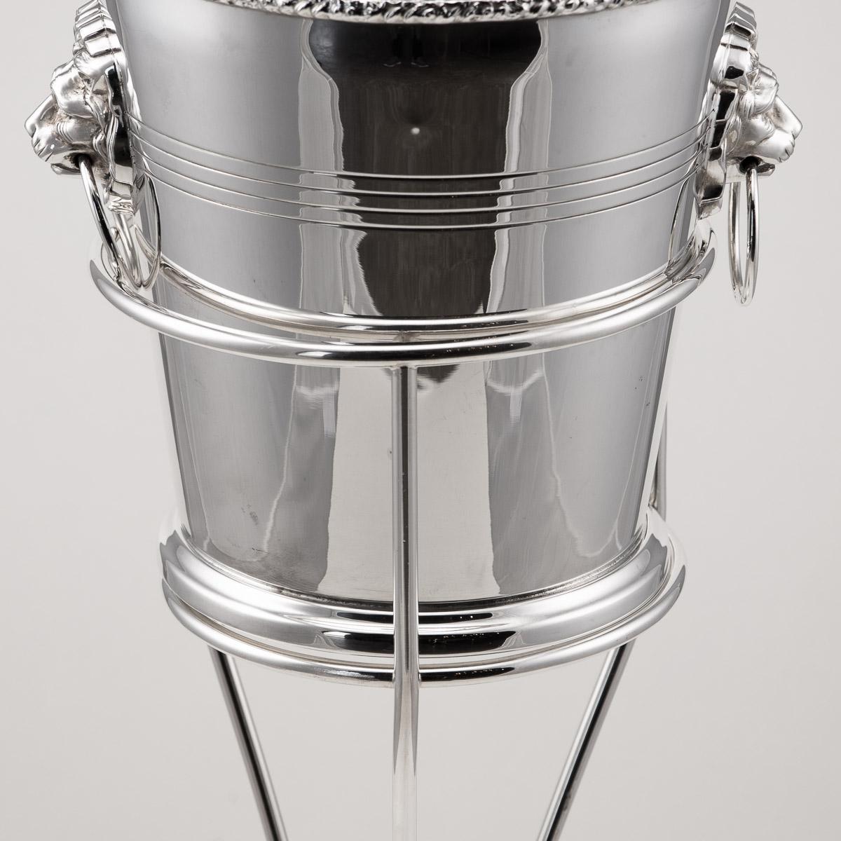20th Century Silver Plated Wine Cooler & Stand, Mappin & Webb, c.1930 In Good Condition In Royal Tunbridge Wells, Kent