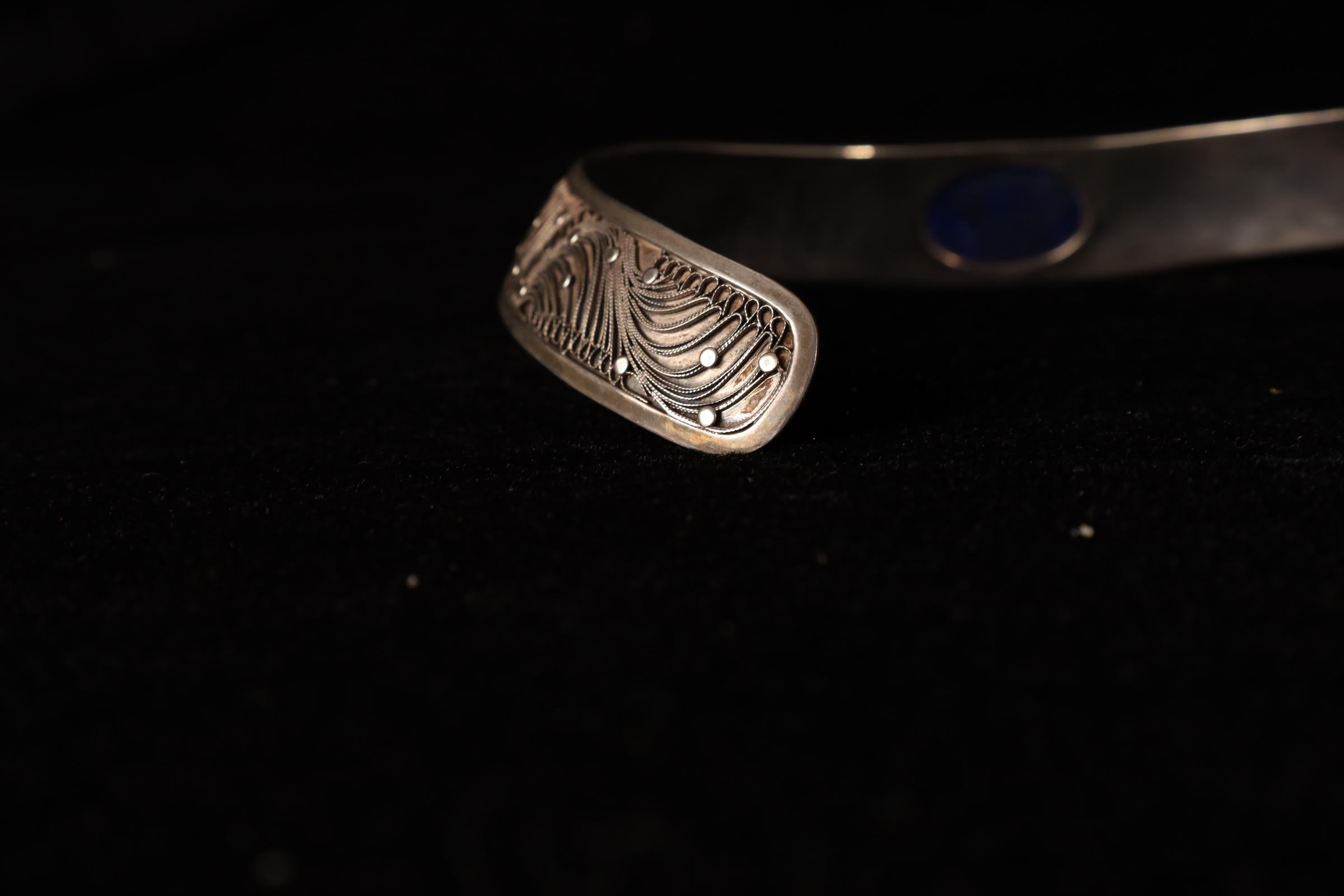 Poker d'argento del XX secolo con Lapislazzuli - Realizzato a mano in vendita 5