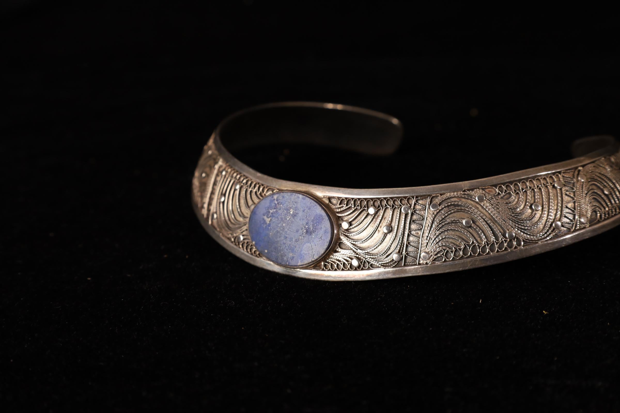 Poker d'argento del XX secolo con Lapislazzuli - Realizzato a mano In condizioni ottime in vendita a Fukuoka, JP