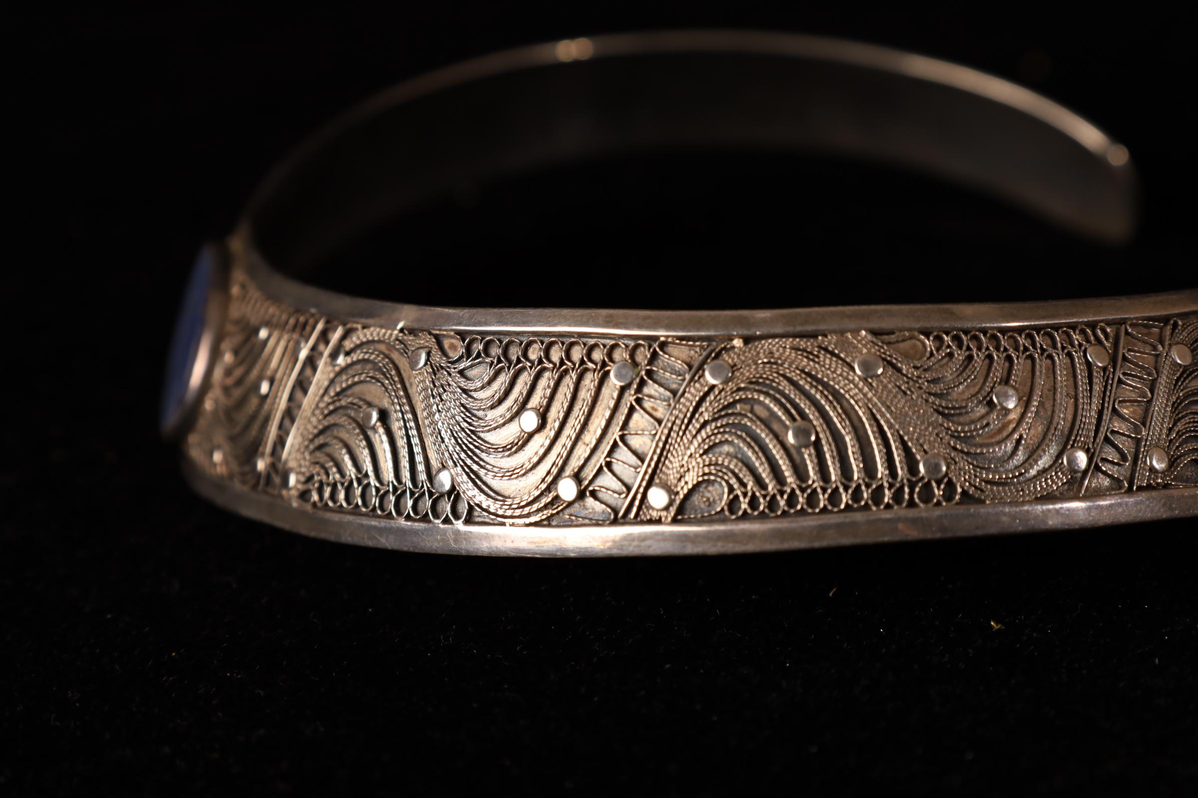 Poker d'argento del XX secolo con Lapislazzuli - Realizzato a mano in vendita 1