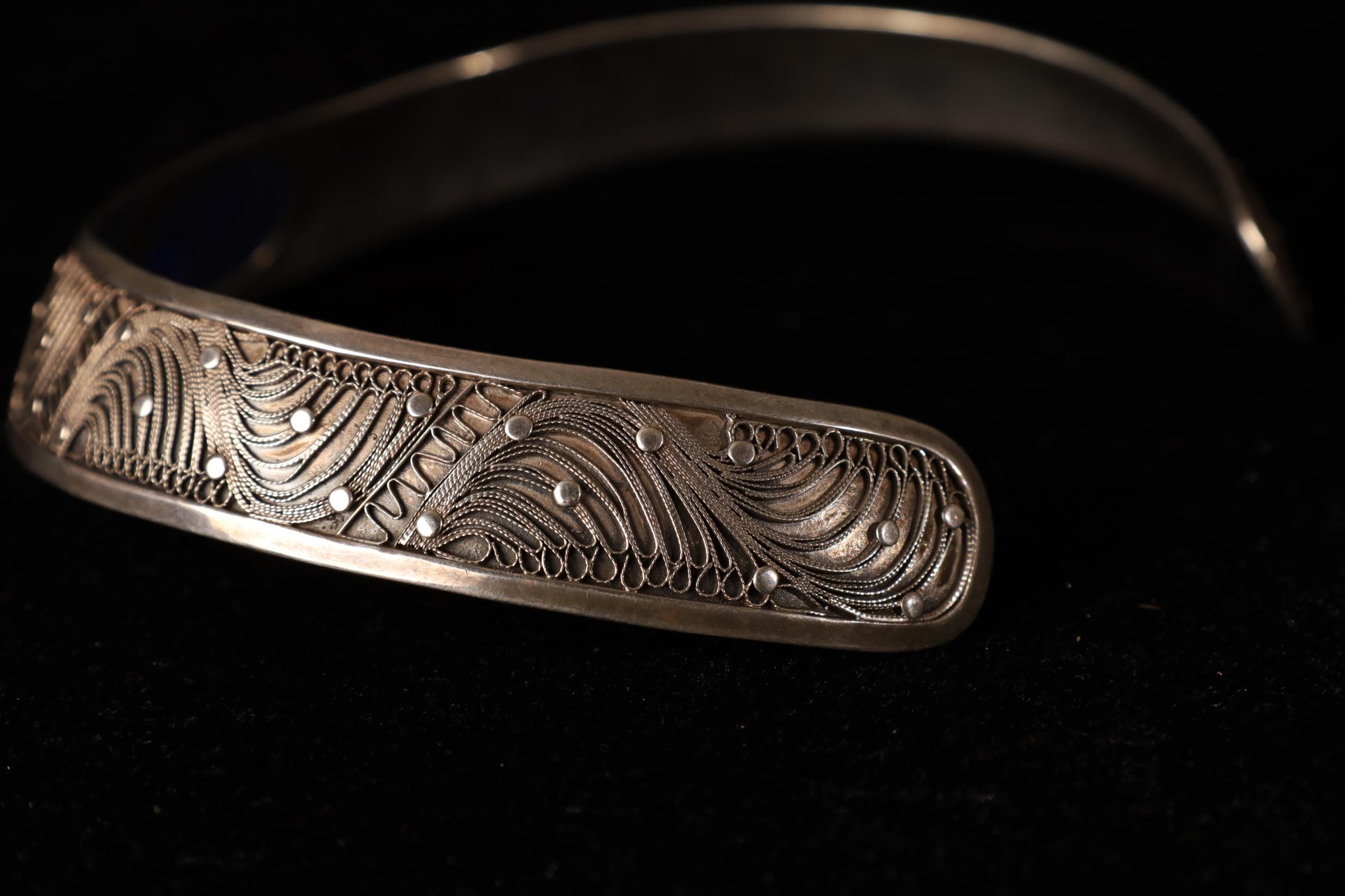 Poker d'argento del XX secolo con Lapislazzuli - Realizzato a mano in vendita 2