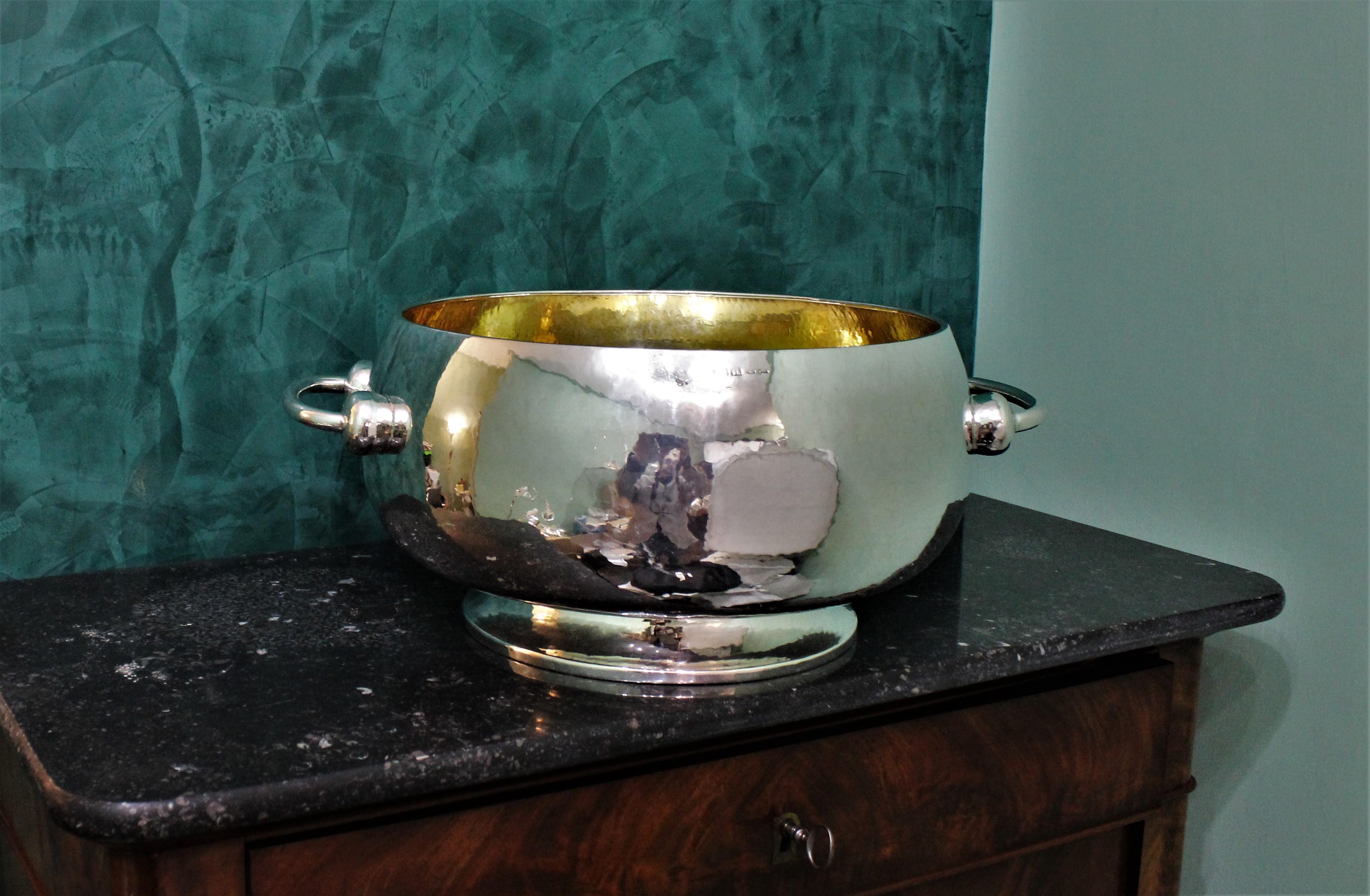 20th Century Silver Punch Bowl by Brandimarte Florence, Italy, 1970s For Sale 7