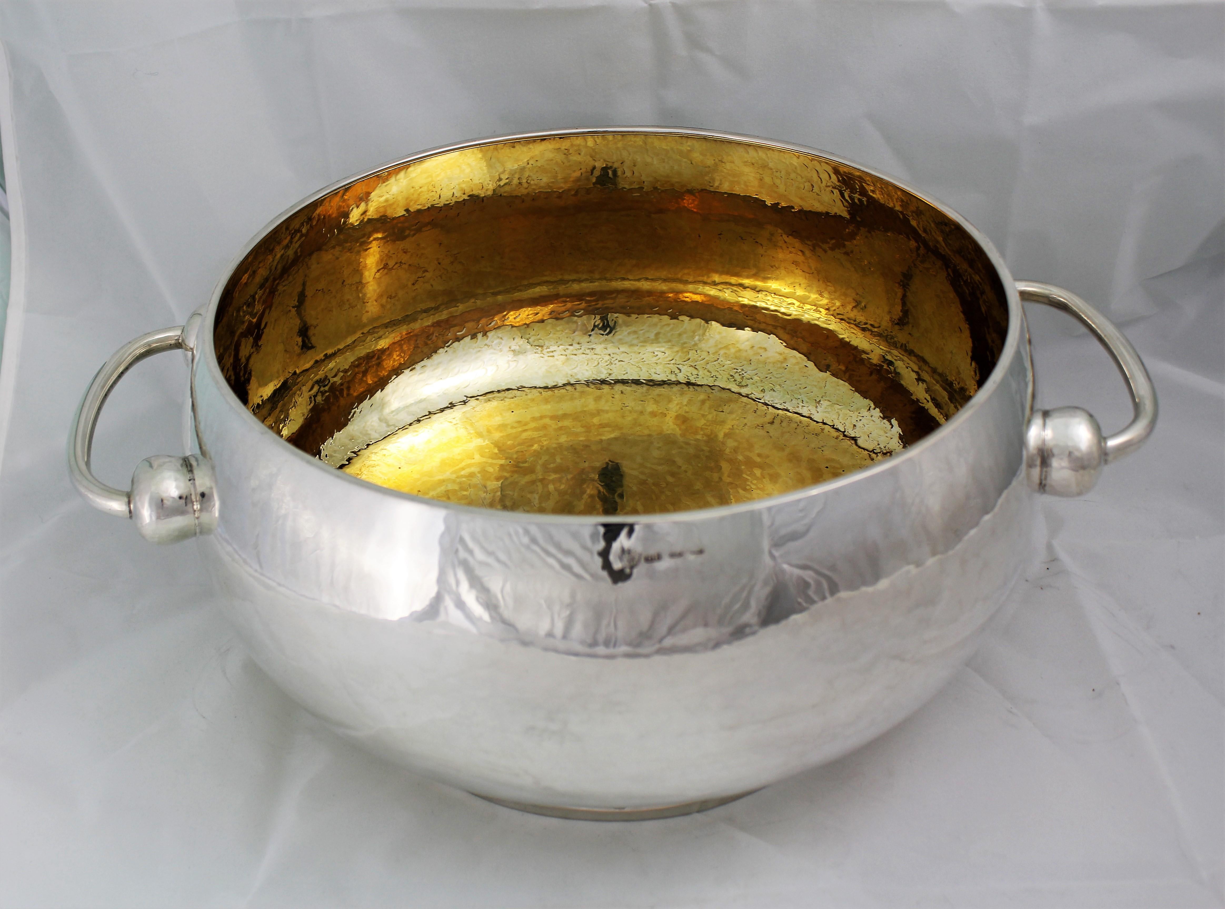 Modern 20th Century Silver Punch Bowl by Brandimarte Florence, Italy, 1970s For Sale